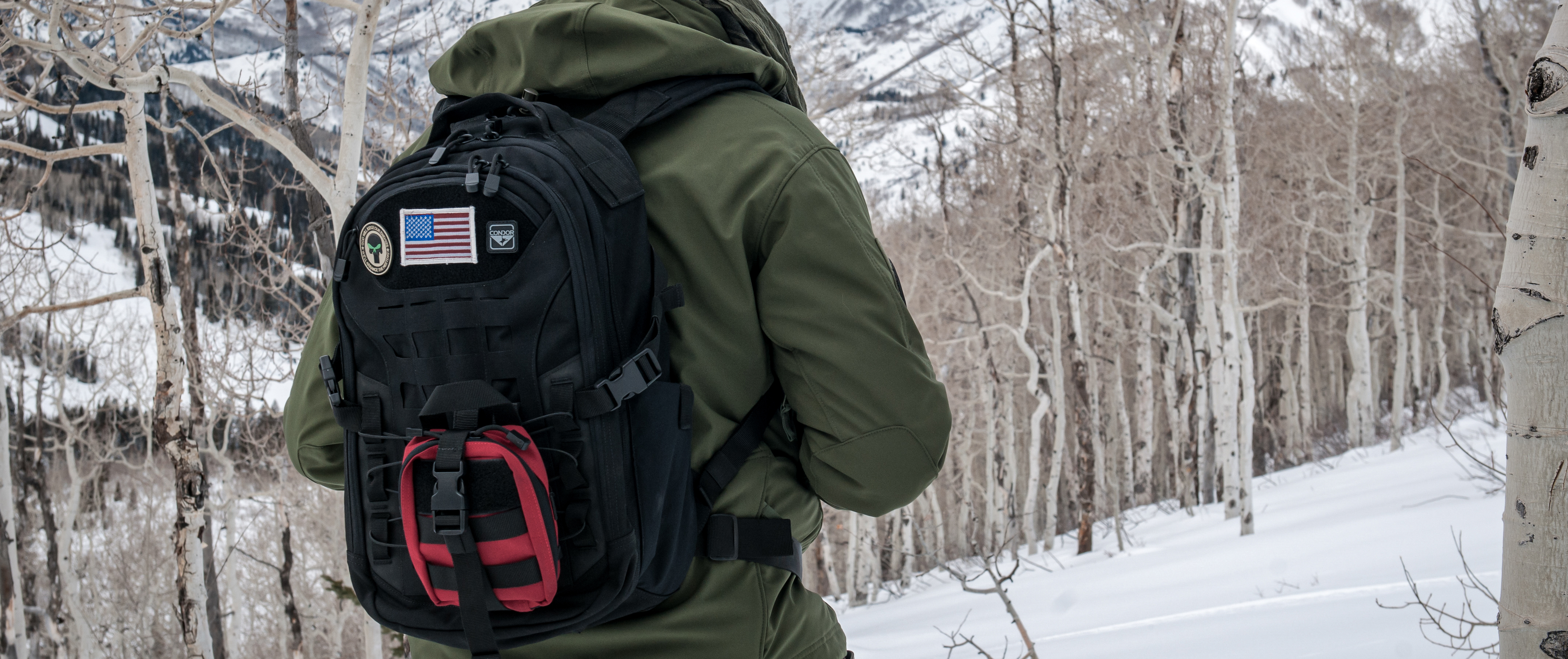 image of the rover bag being used in the mountains