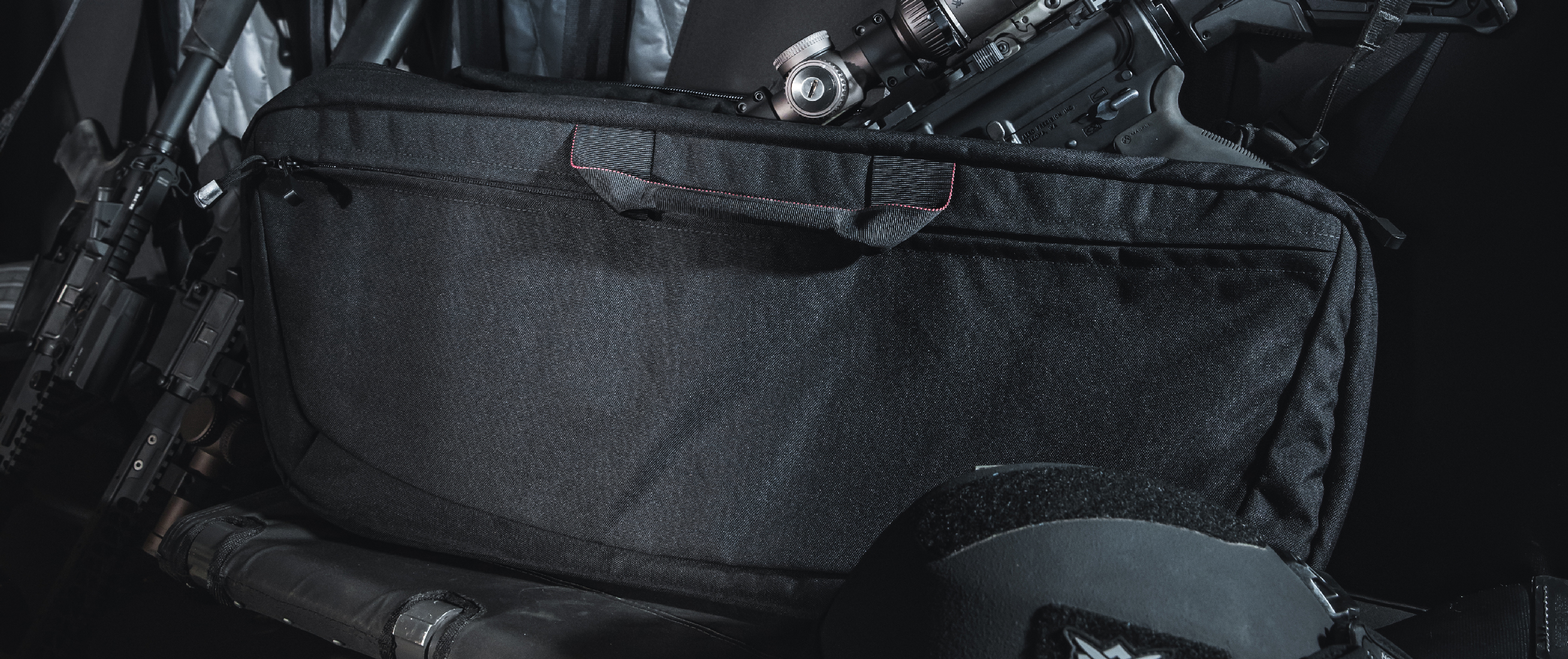 image of the rifle case in a helicopter