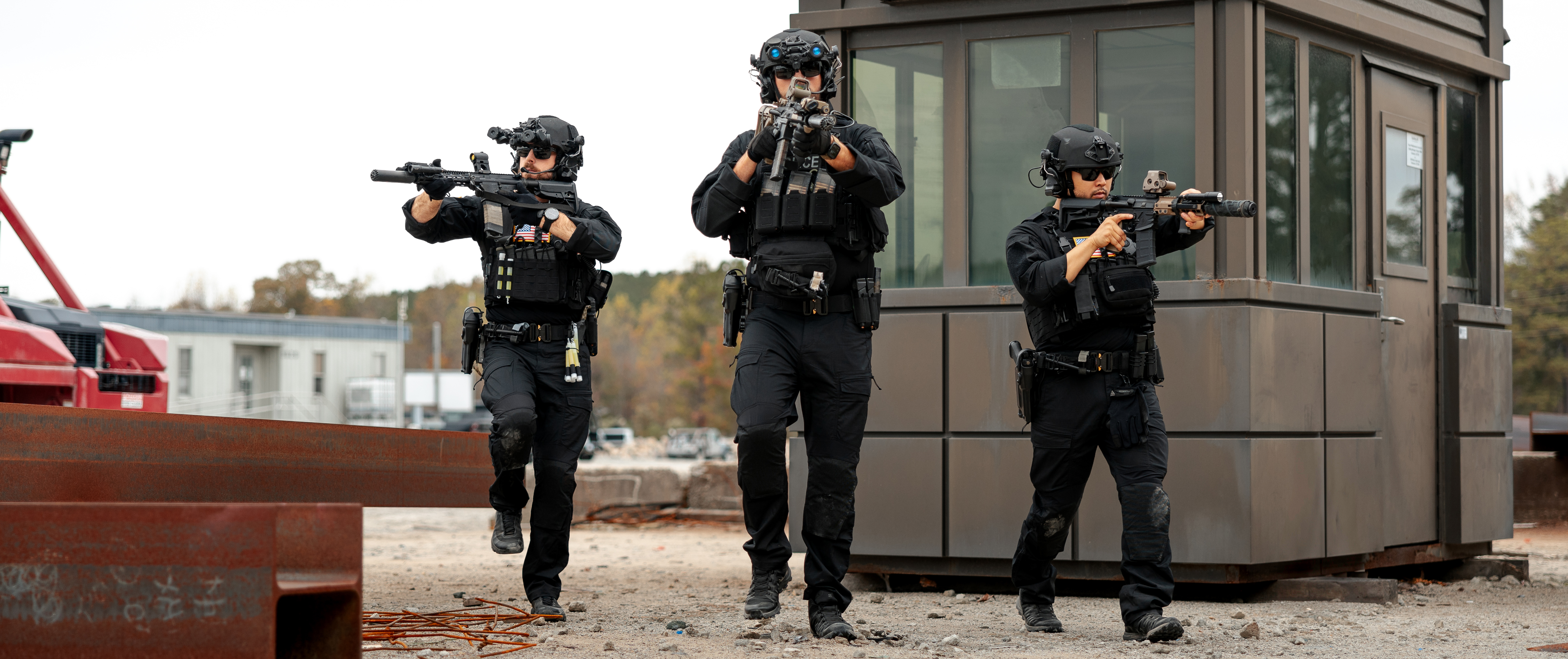 Image of police Kneeling On A Rock While Using Paladin Combat Pants