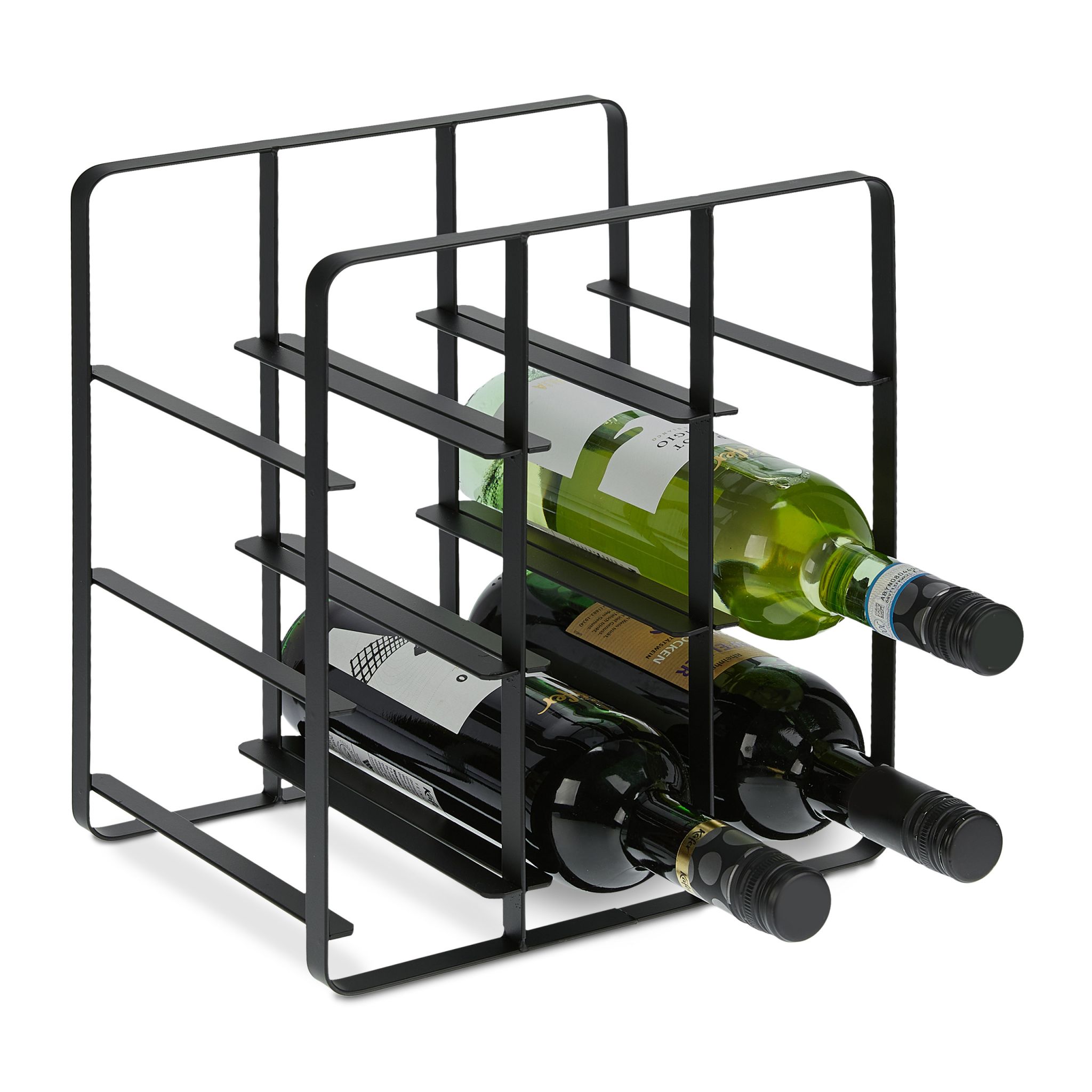 Metall Weinregal für 9 Flaschen Schwarz