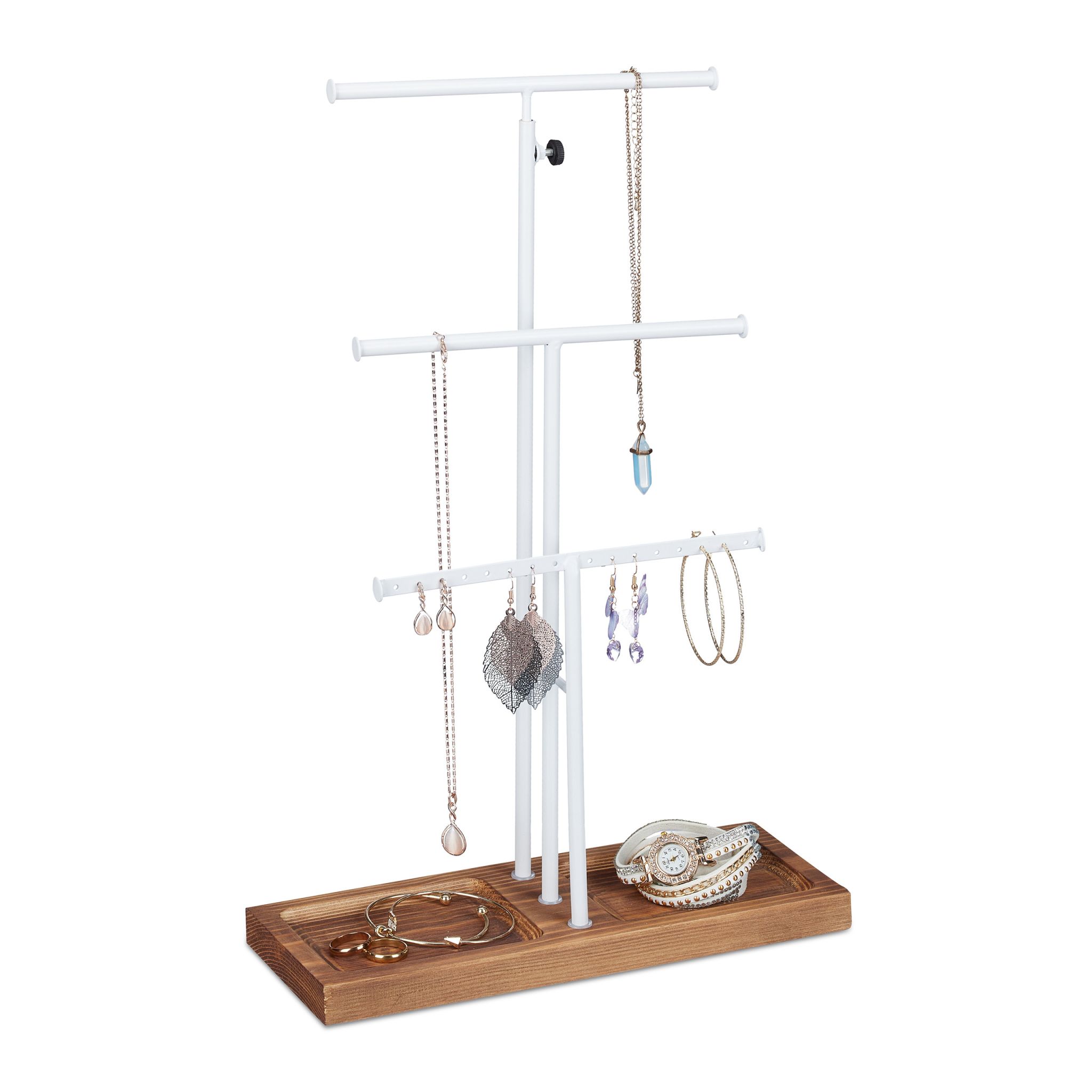 T-förmiger Schmuckständer Weiss-Braun