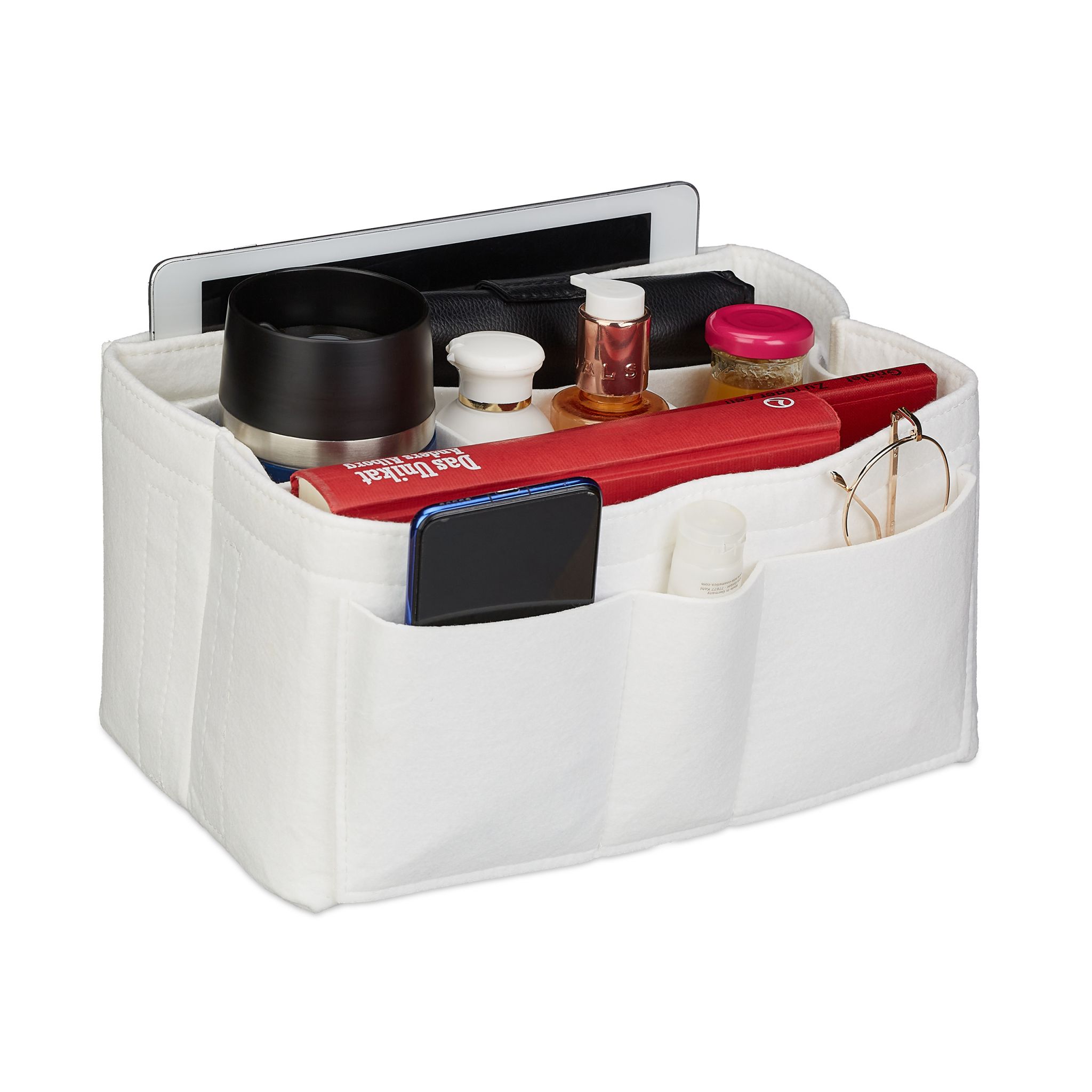 Taschenorganizer Handtasche Filz weiss Weiss
