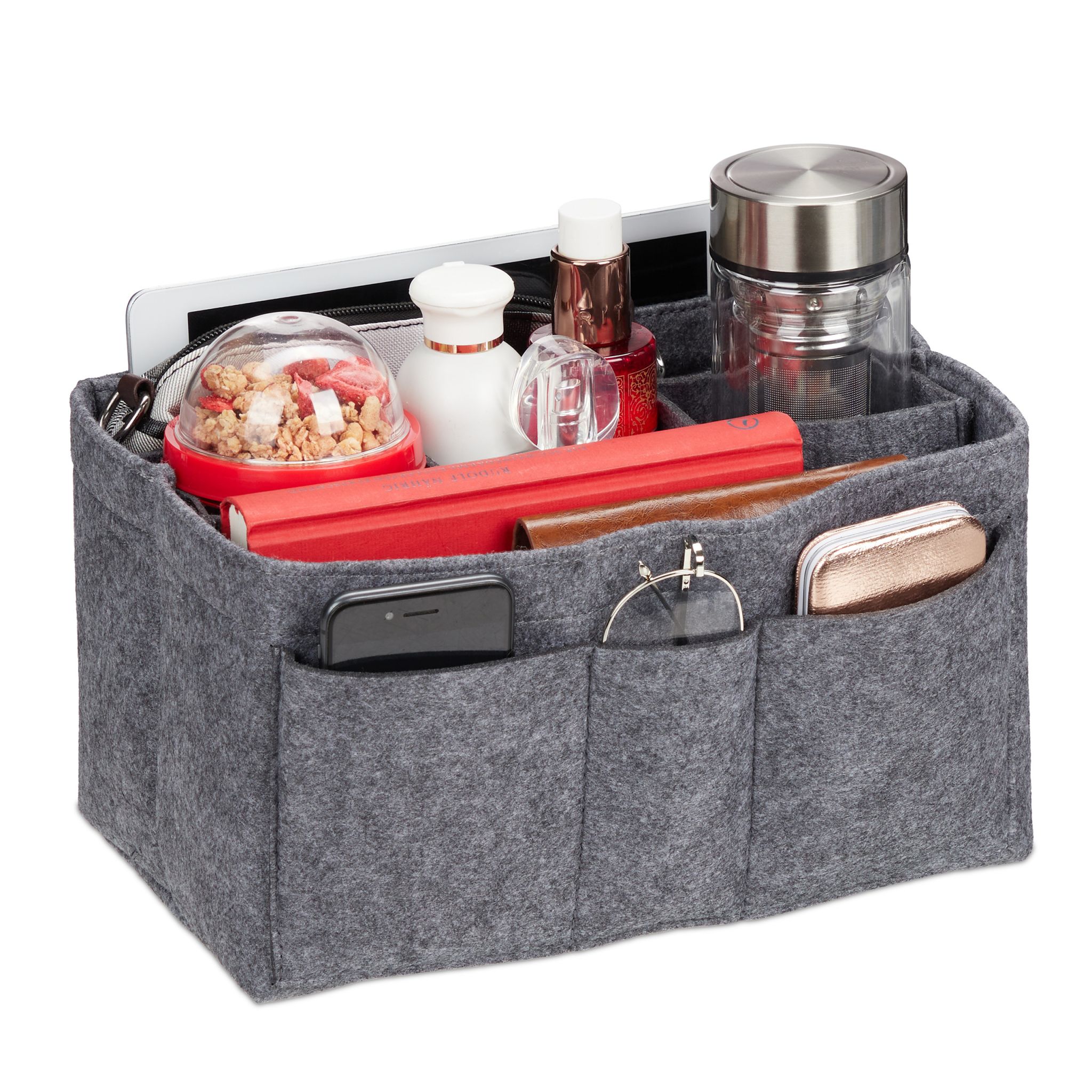 Taschenorganizer Handtasche Filz Grau