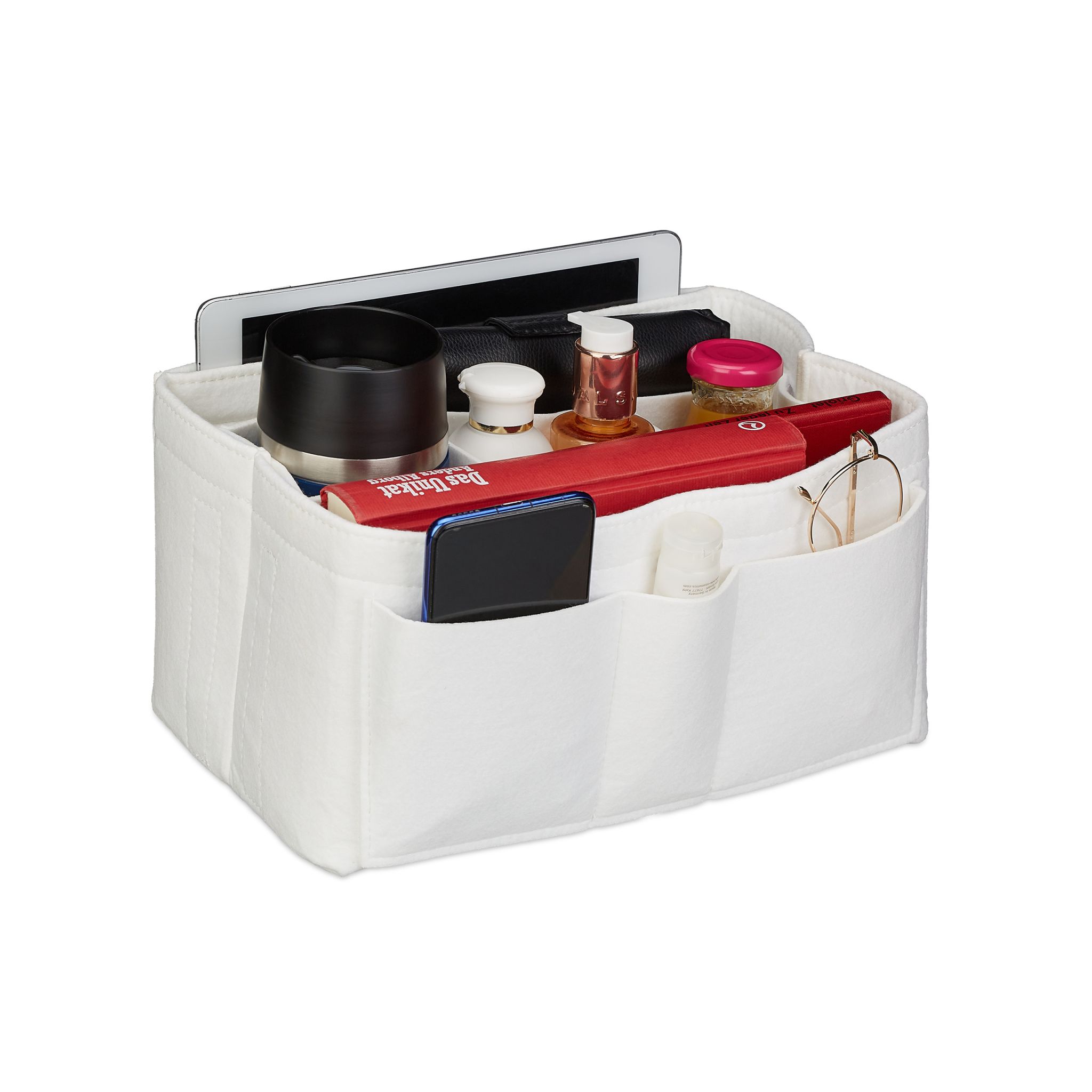 Taschenorganizer Handtasche Filz weiss Weiss