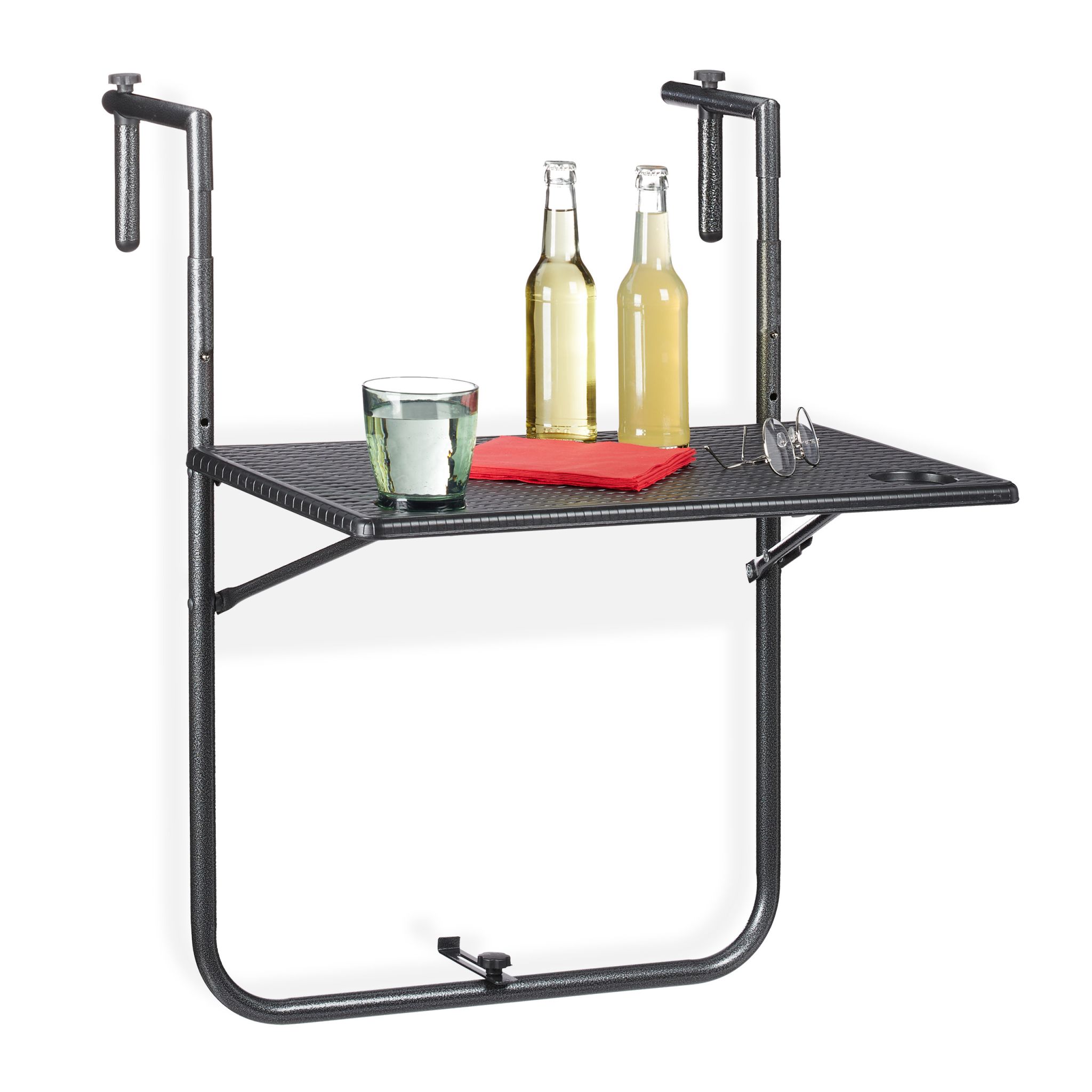 Balkonhängetisch klappbar in Schwarz Schwarz