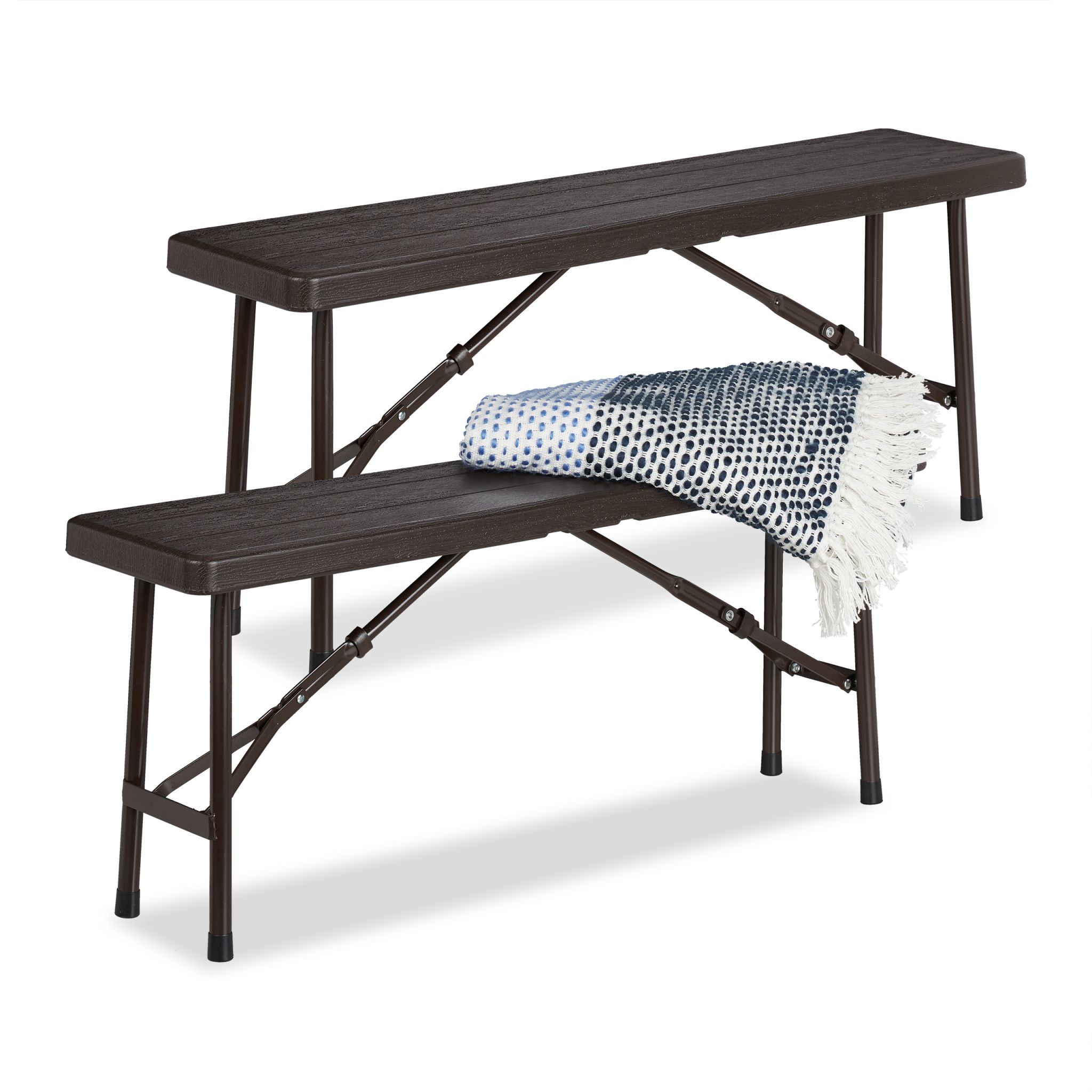 Bierbank 2er-Set Holzoptik Dunkelbraun