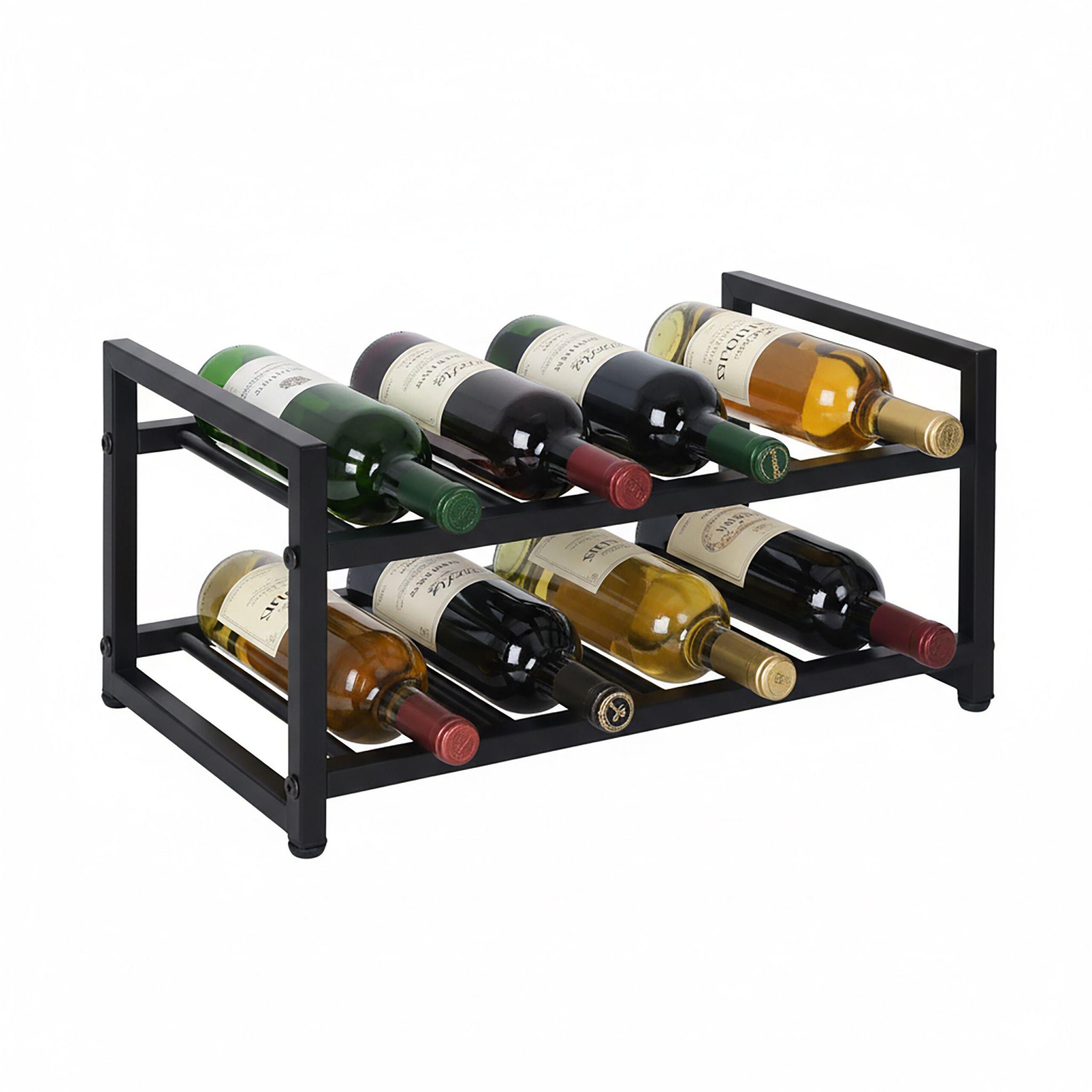 Weinregal Metall 8 Flaschen Schwarz