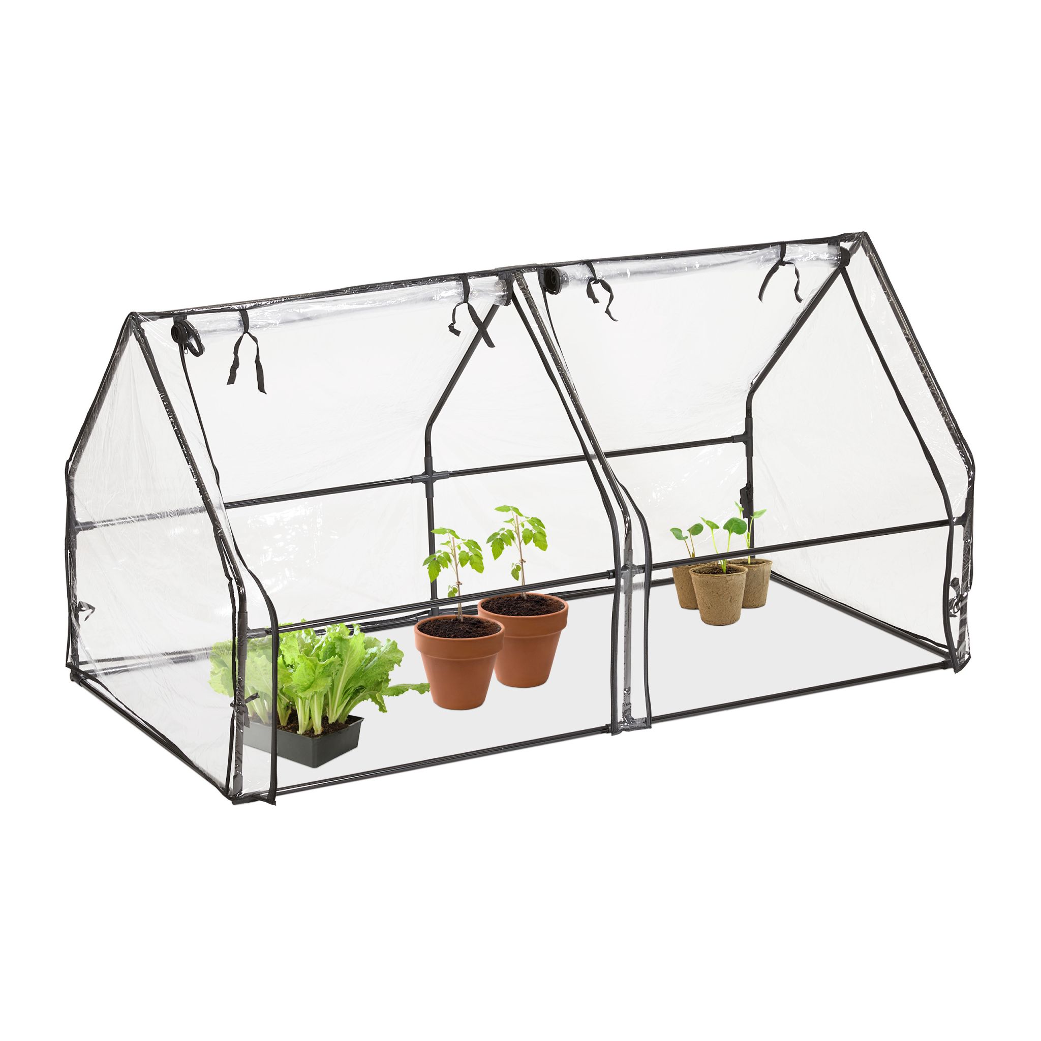 Folienfrühbeet PVC mit 2 Türen Schwarz-Transparent