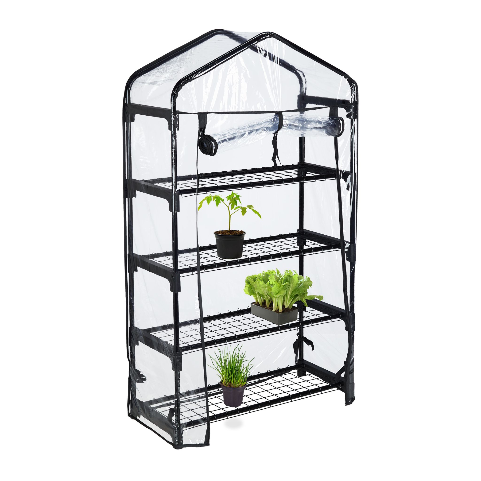 Gewächshaus für Balkon Schwarz-Transparent