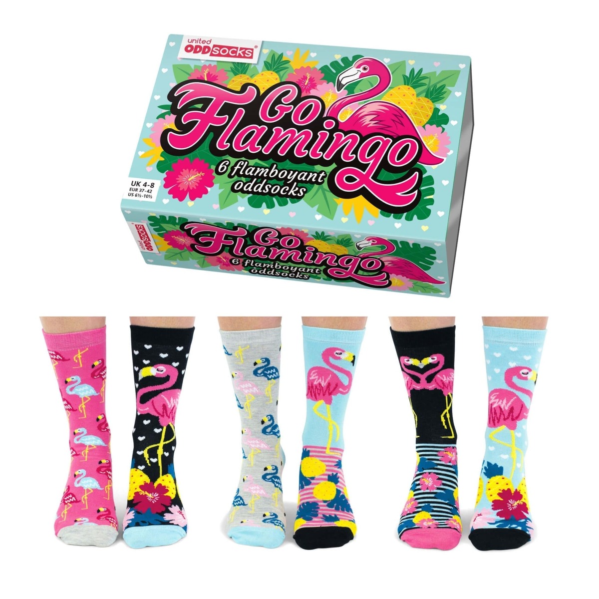 Einzelne Socken im 6er Pack GO FLAMINGO Gr. 37-42