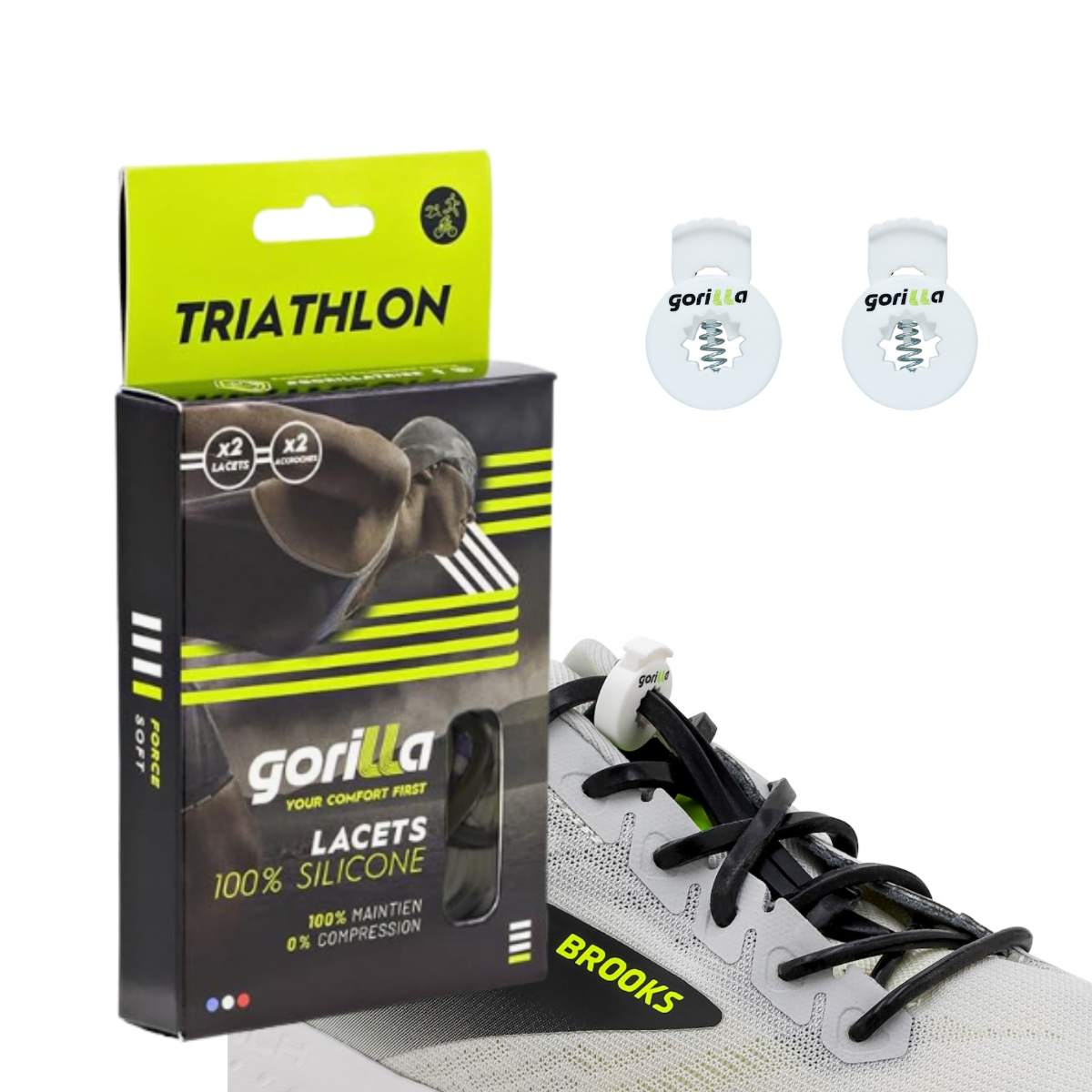 Elastische Schnürsenkel Flexibel Ohne Binden Silikon Triathlon Schwarz