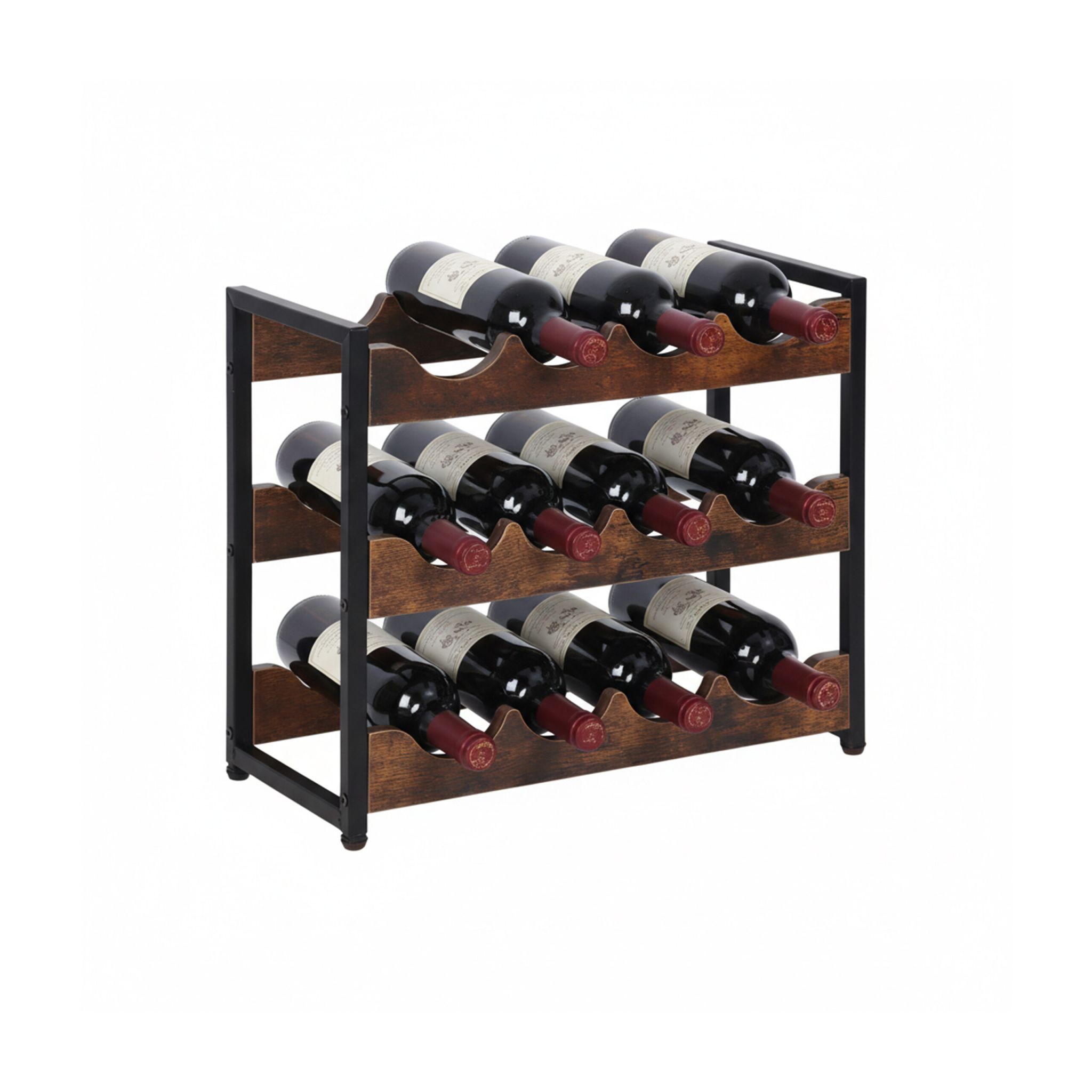 Weinregal für 12 Flaschen Braun-Schwarz
