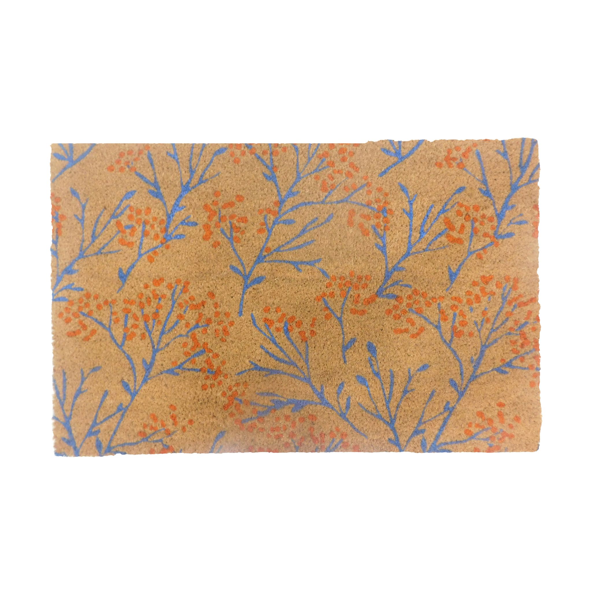 Kokos Fussmatte 80x50cm Blau-Hellbraun-Rot