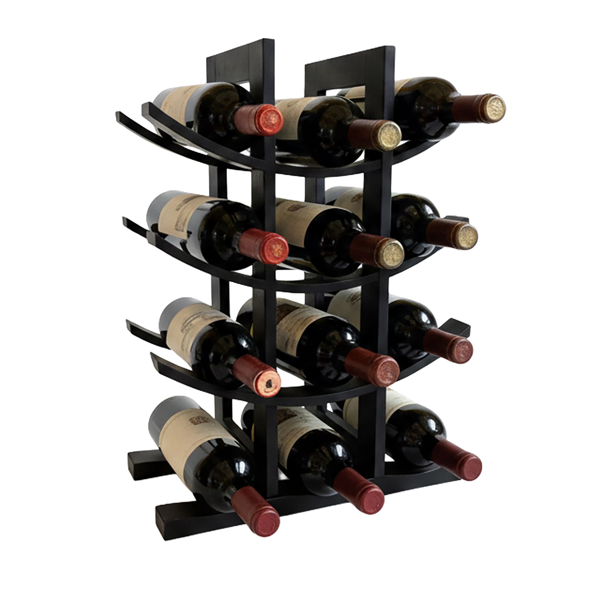 Weinregal Bambus für 12 Flaschen Schwarz