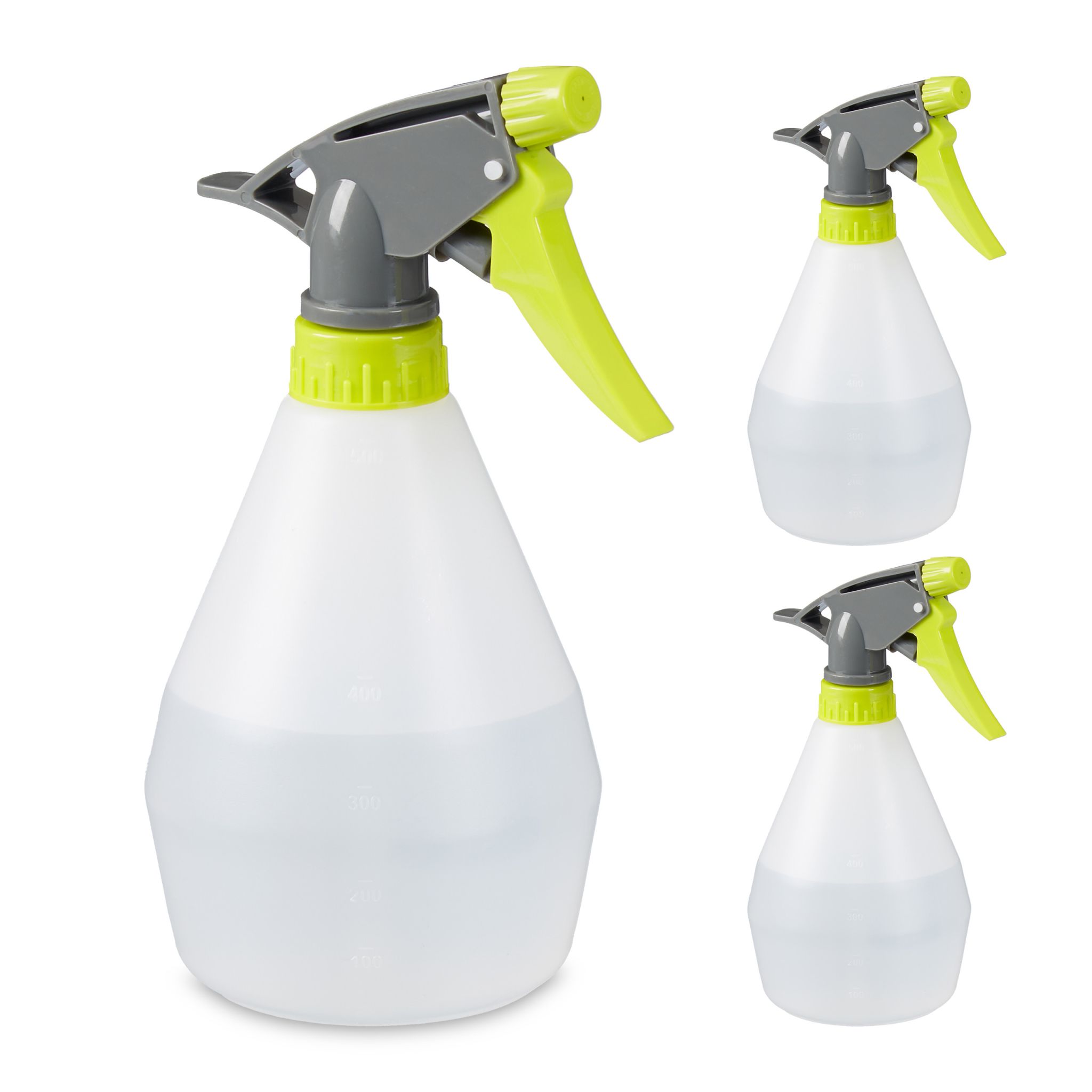 Sprühflasche 500 ml 3er-Set Weiss-Grün-Grau