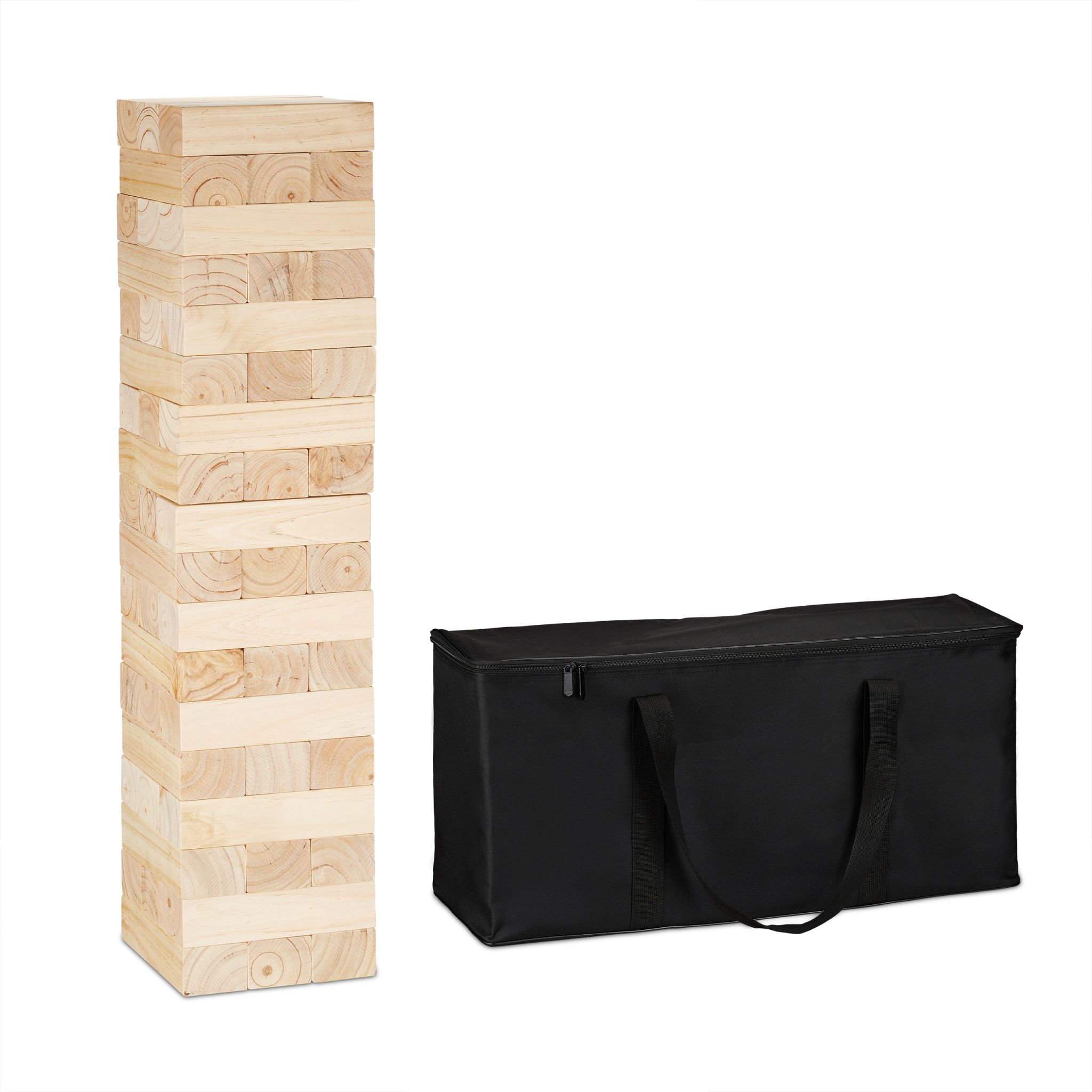 XXL Wackelturm Holz Hellbraun-Schwarz