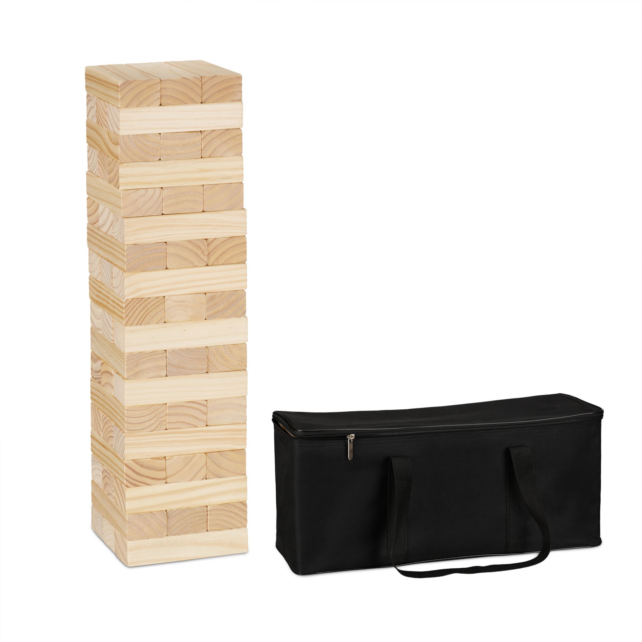 XL Wackelturm Holz Hellbraun-Schwarz