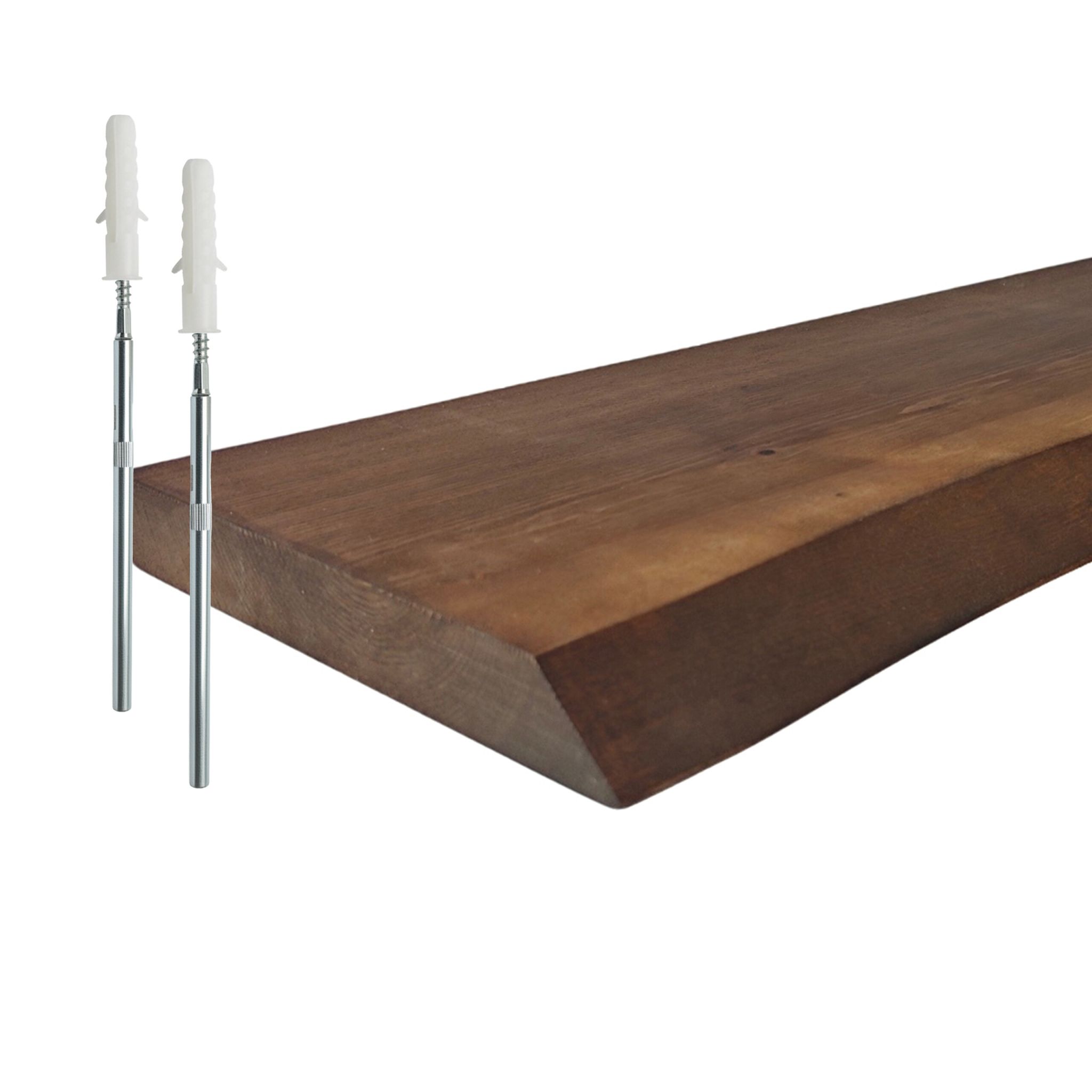 Wandregal Massivholz Baumkante Dunkelbraun
