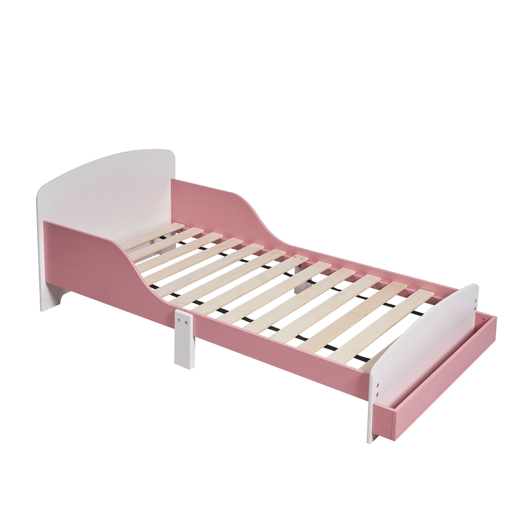 Kinderbett mit Rausfallschutz Weiss-Rosa