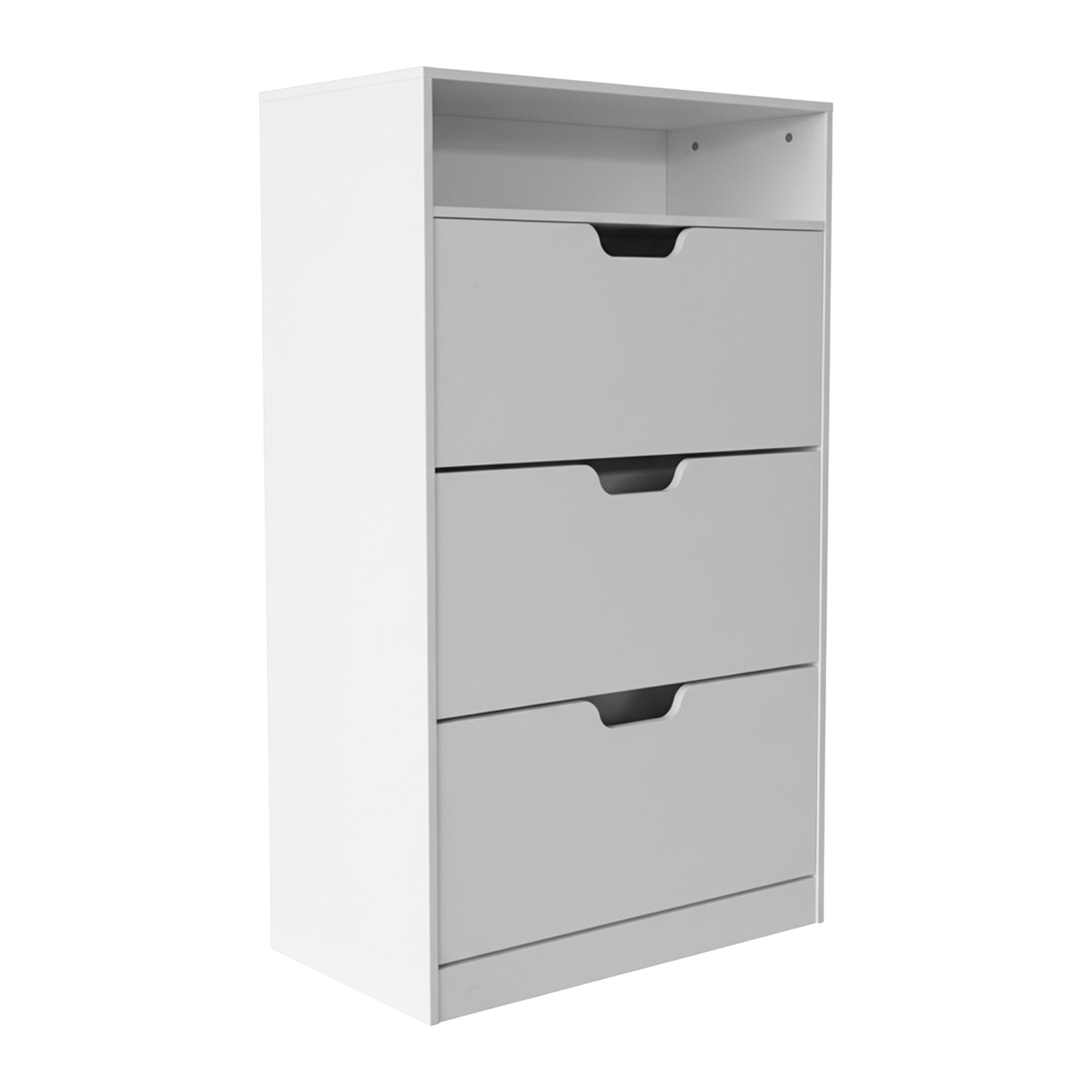 Schuhschrank Kipper mit offenem Fach Weiss