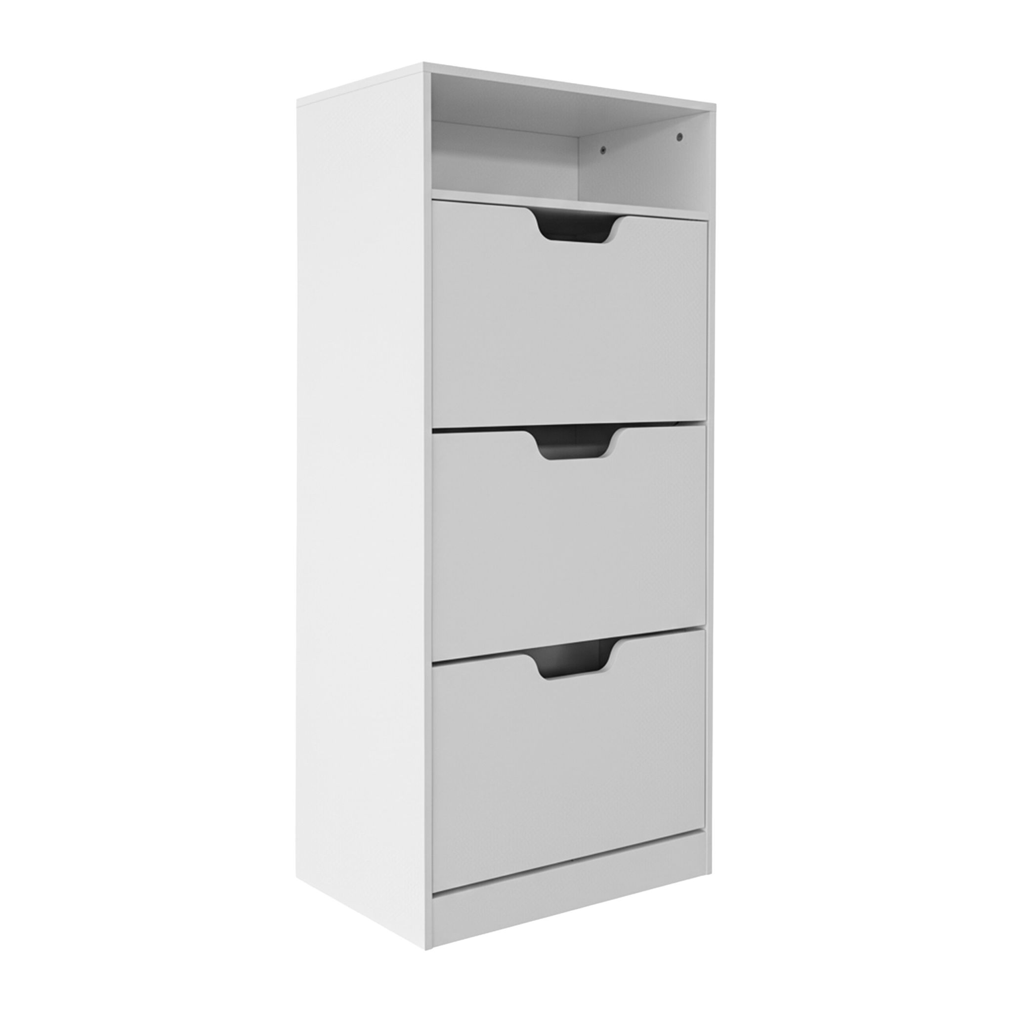 Schuhschrank Kipper mit offenem Fach Weiss