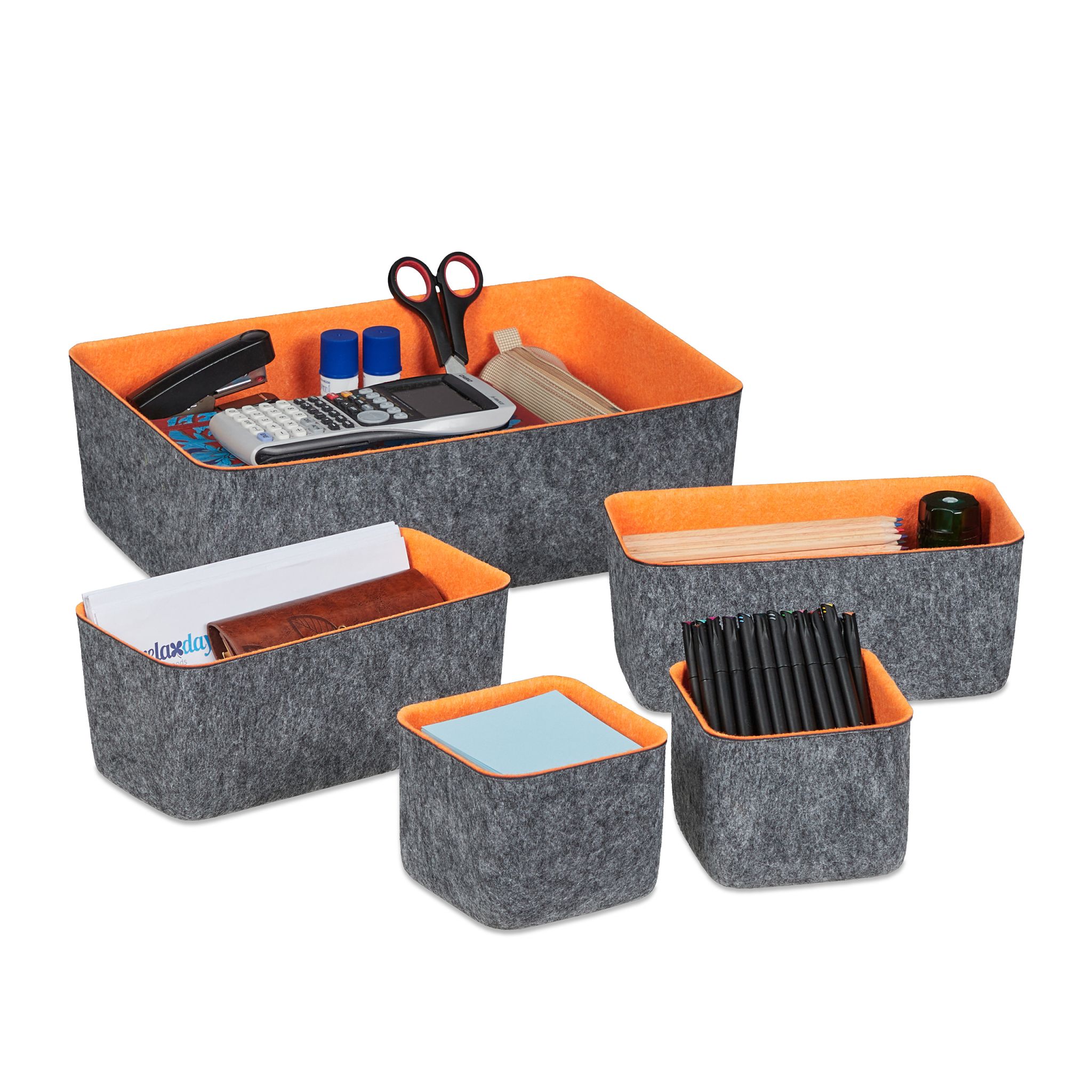 Schubladenorganizer Filz 5tlg. Orange-Grau