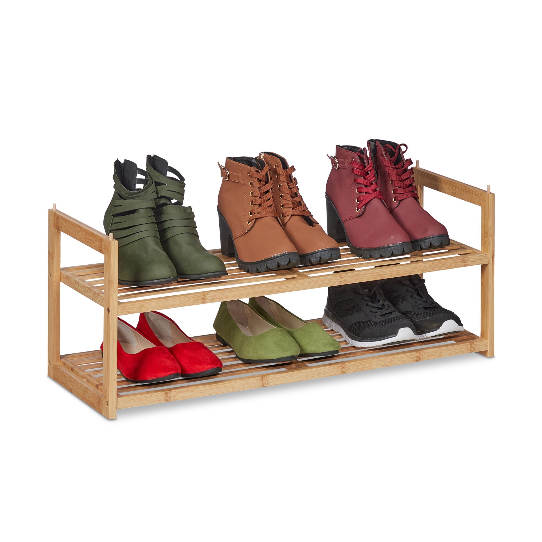 Schuhregal stapelbar Bambus Hellbraun