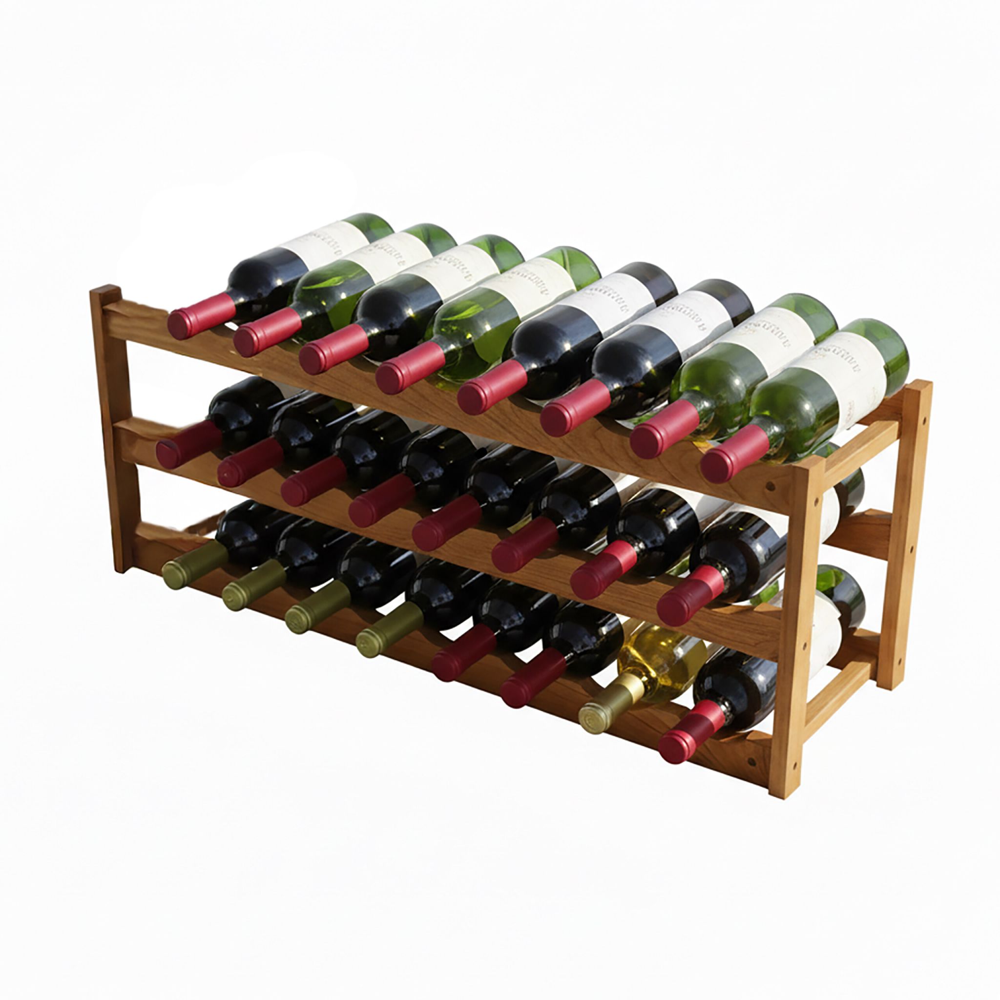 Weinregal Walnuss für 24 Flaschen Hellbraun