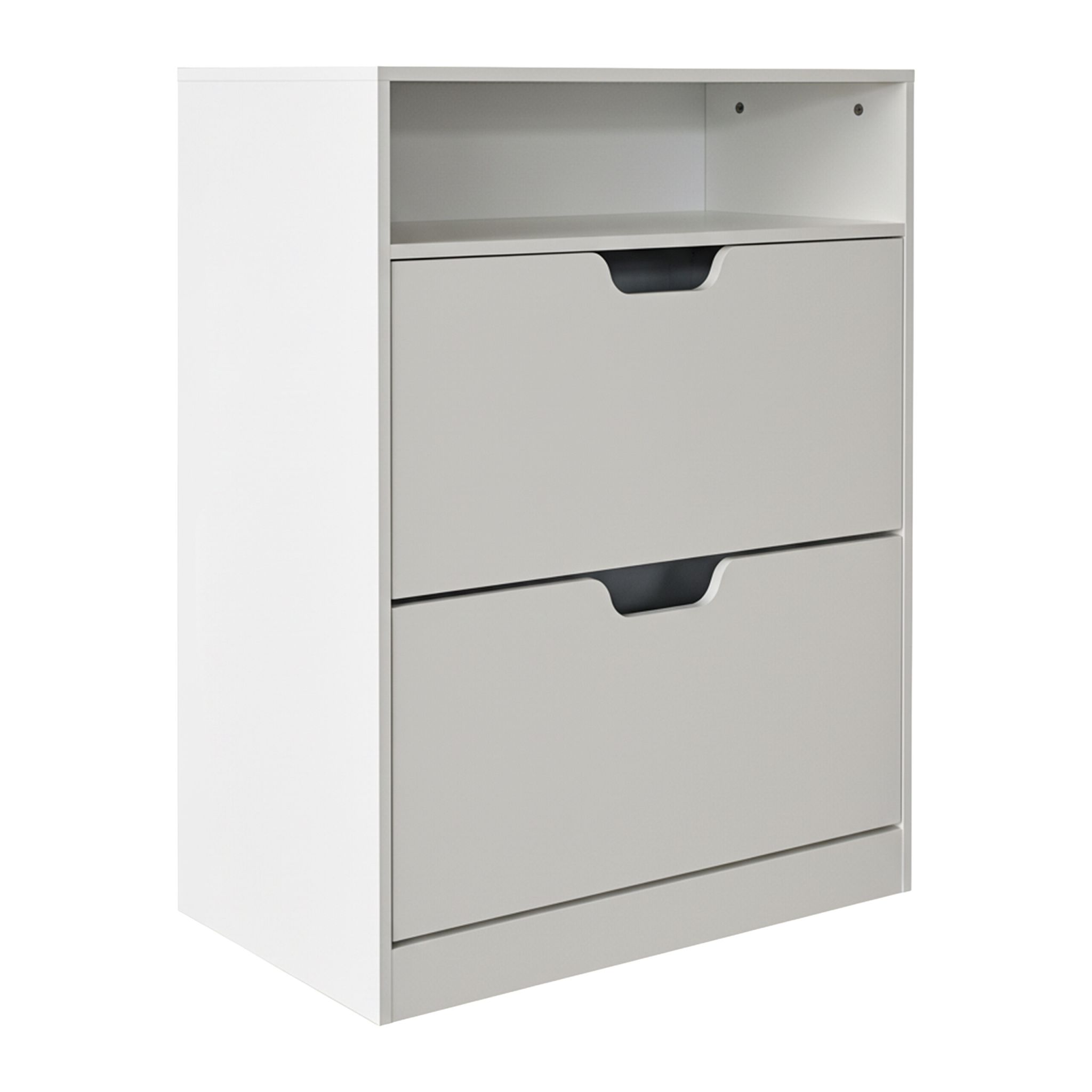 Schuhschrank Kipper mit offenem Fach Weiss
