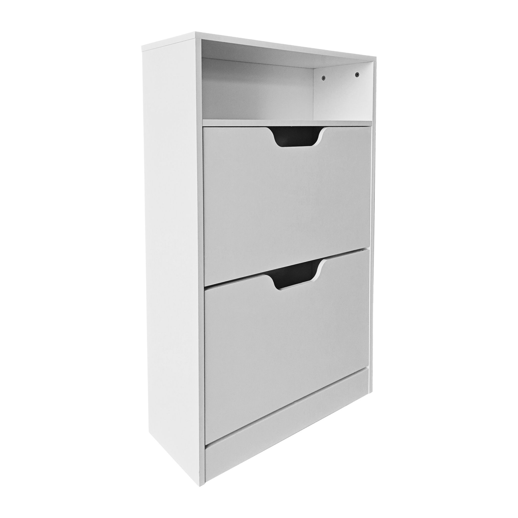 Schuhschrank Kipper mit offenem Fach Weiss