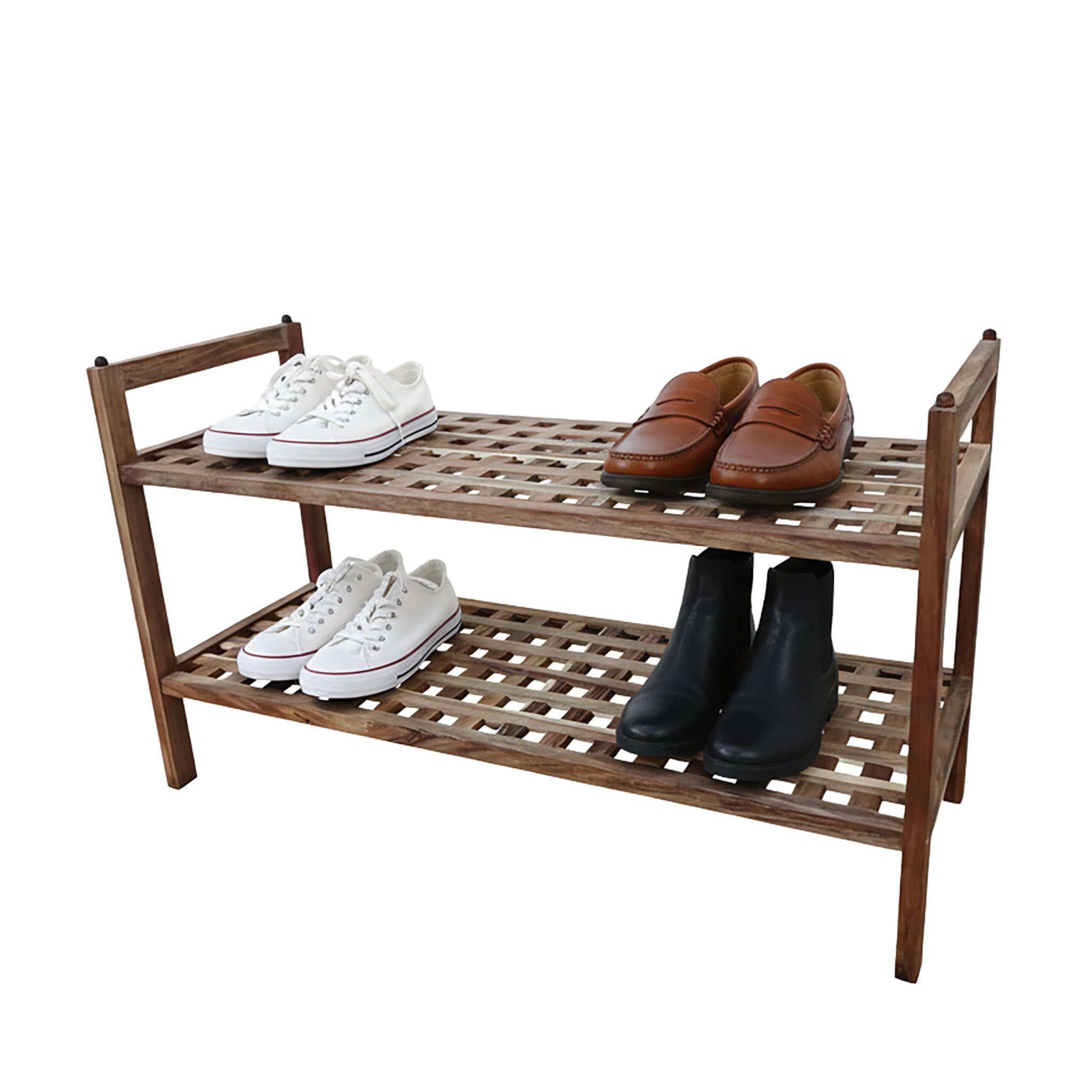 Schuhregal Akazie mit 2 Ebenen Hellbraun