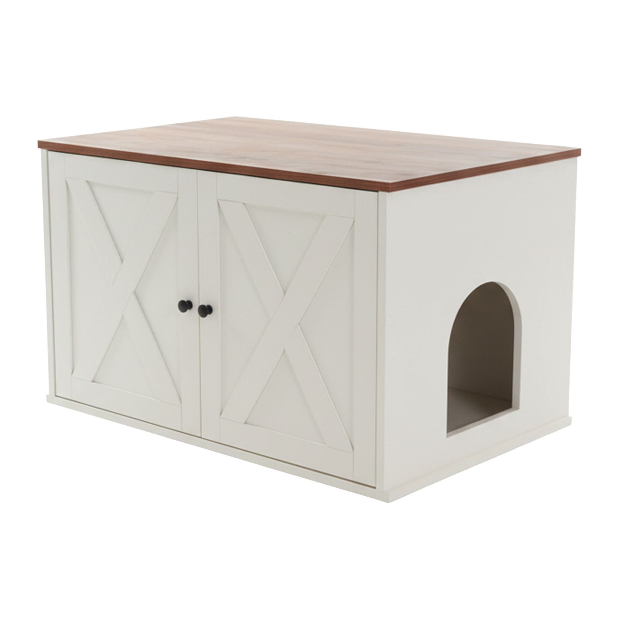 Katzenschrank für Katzenklo Weiss-Braun