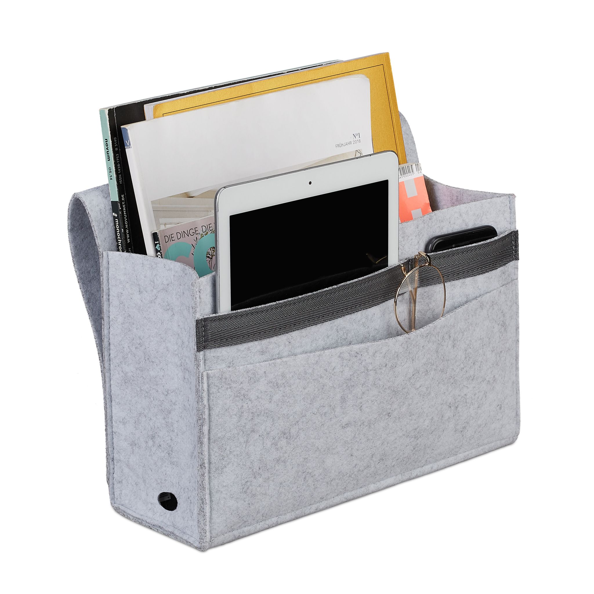 Betttasche mit Klettverschluss Grau