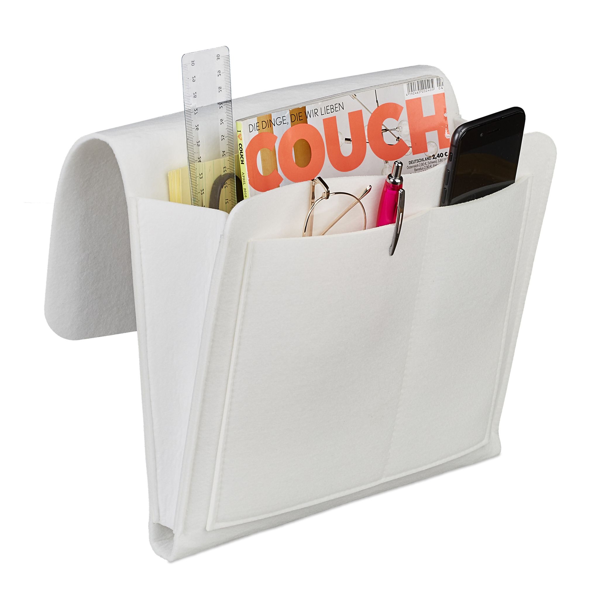 Betttasche Filz Weiss