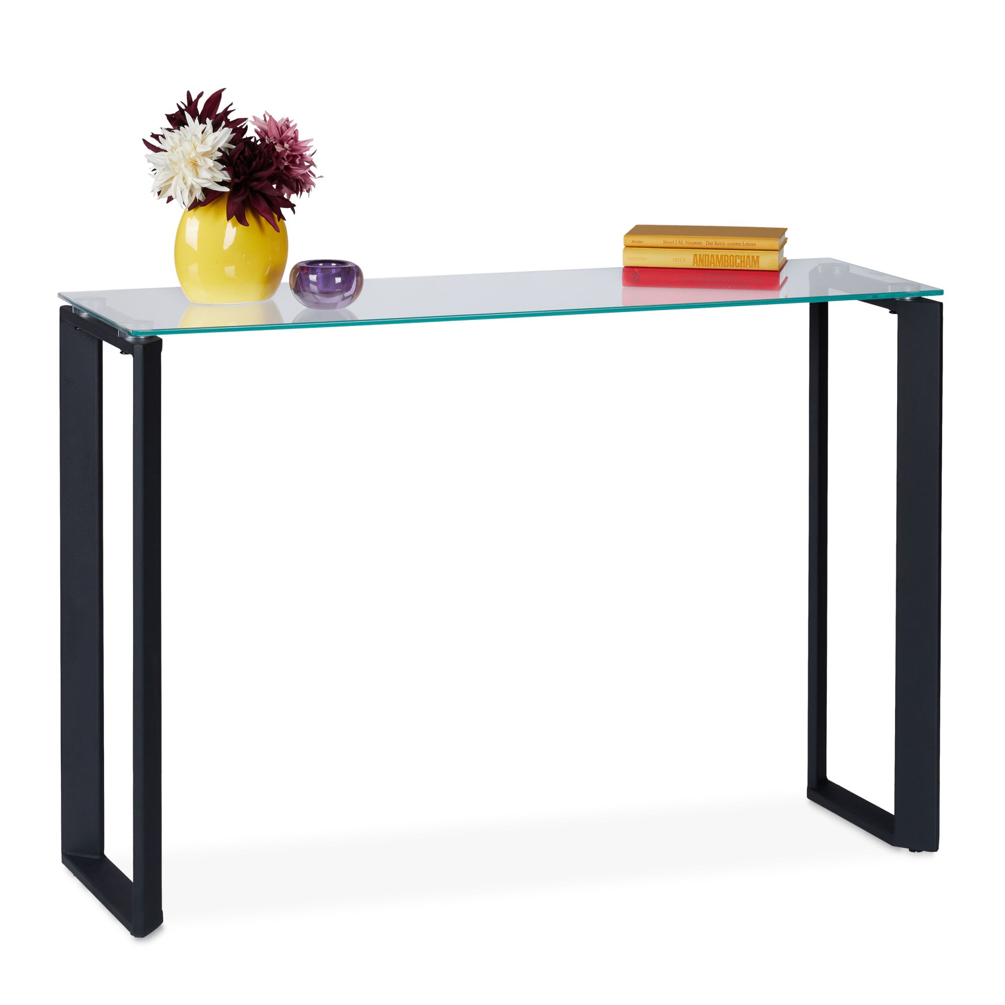Konsolentisch mit Glasplatte Schwarz-Transparent
