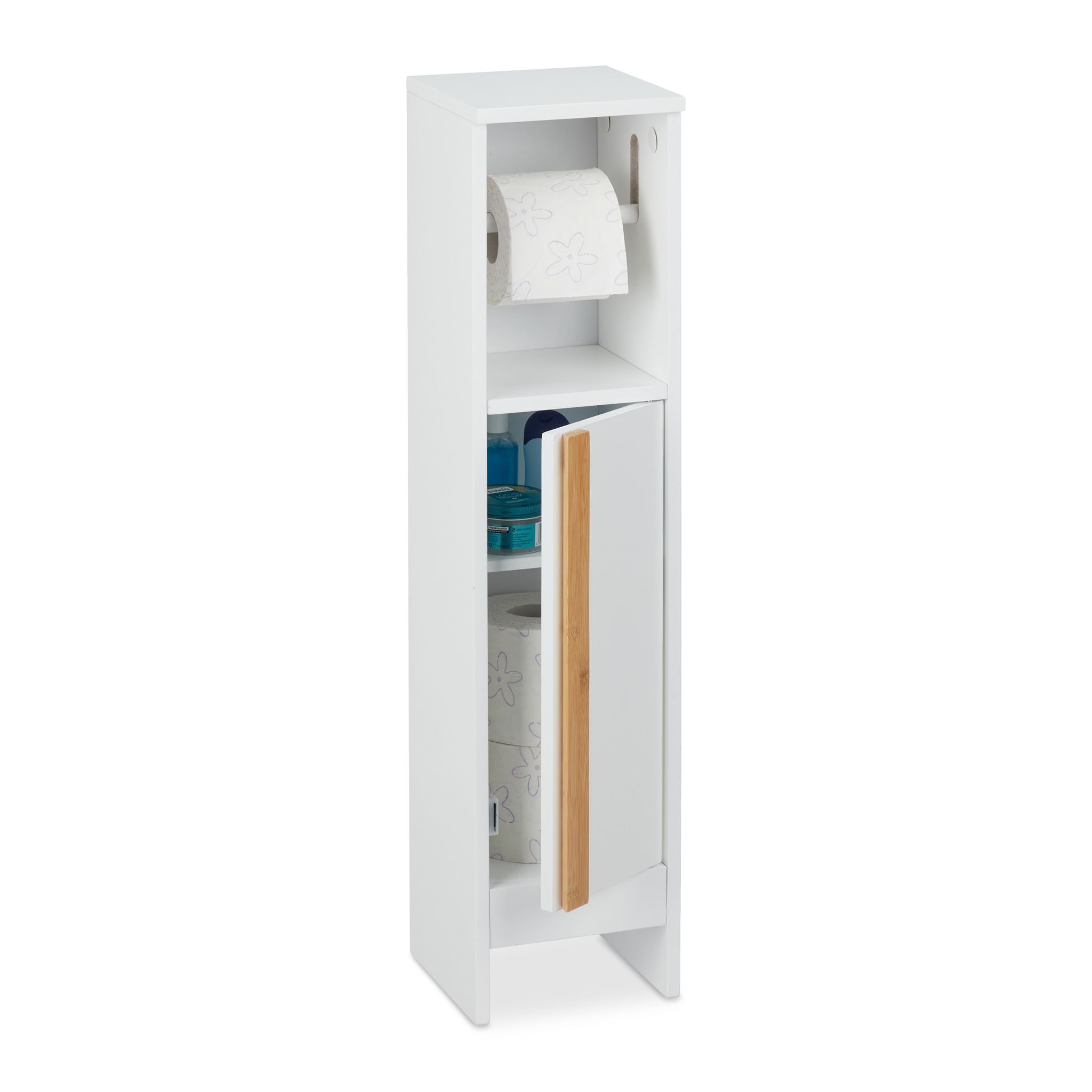 Stehender Toilettenpapierhalter weiss Weiss-Hellbraun