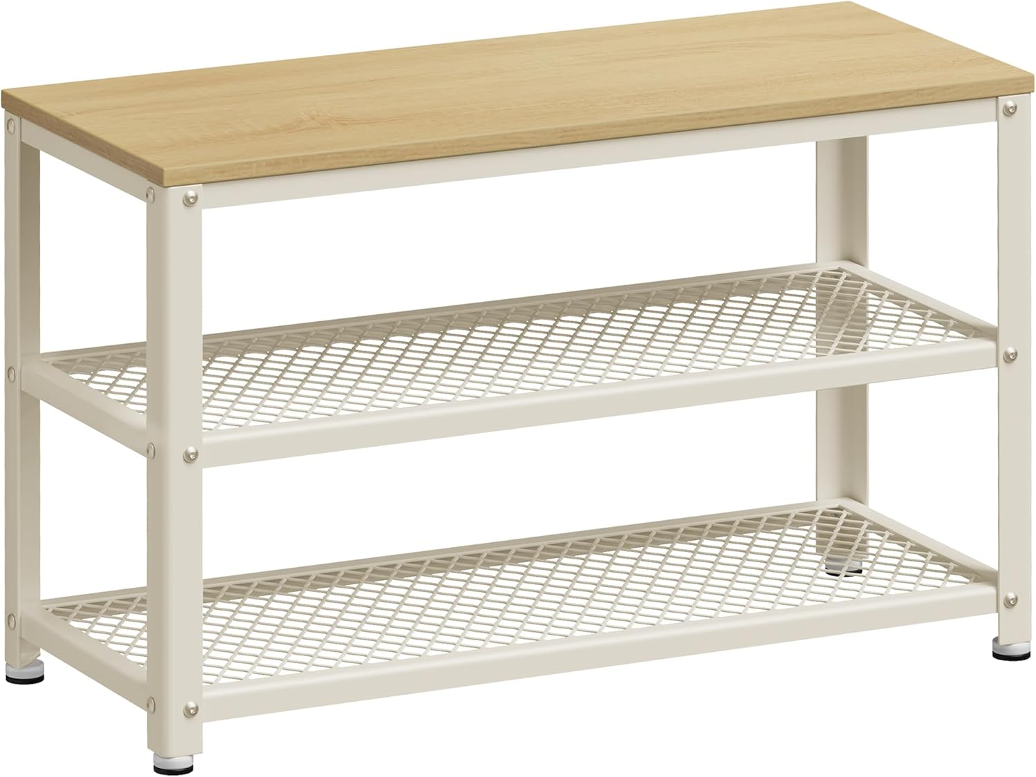 Schuhbank 2 Ebenen Industriestil Eiche Weiss