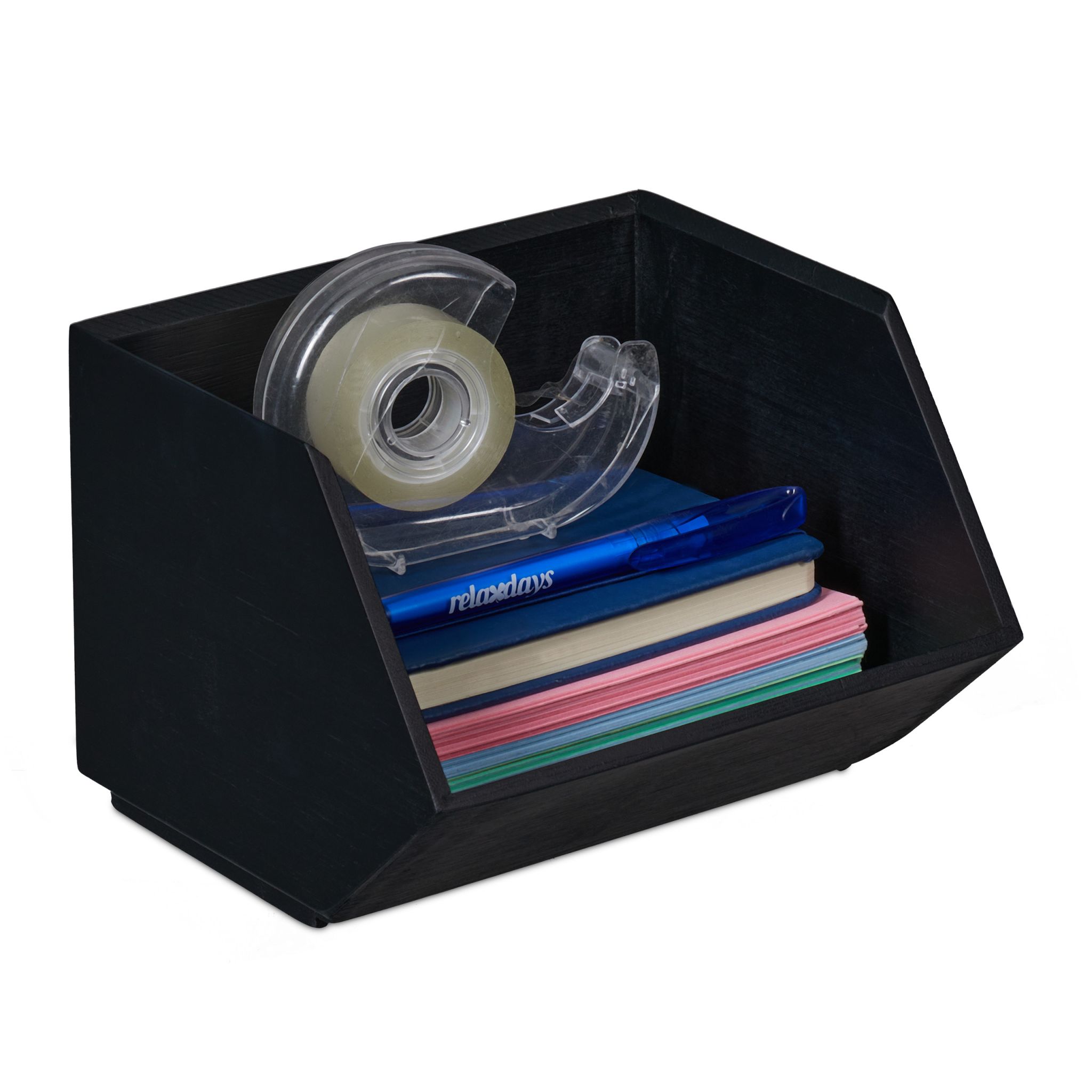 Schreibtischorganizer Bambus stapelbar Anthrazit