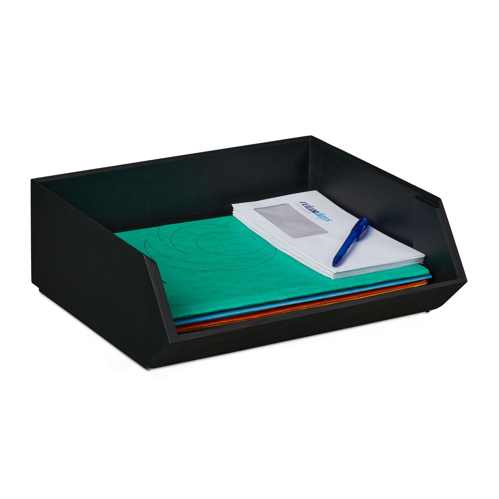 Schreibtischorganizer Bambus stapelbar Anthrazit