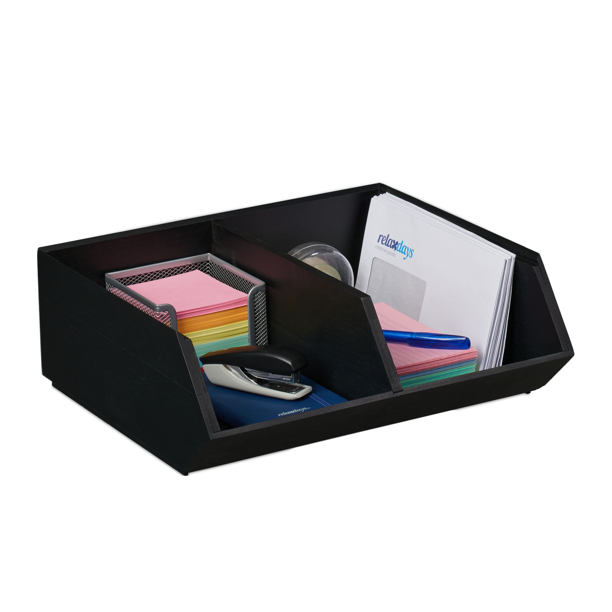 Schreibtischorganizer Bambus stapelbar Anthrazit