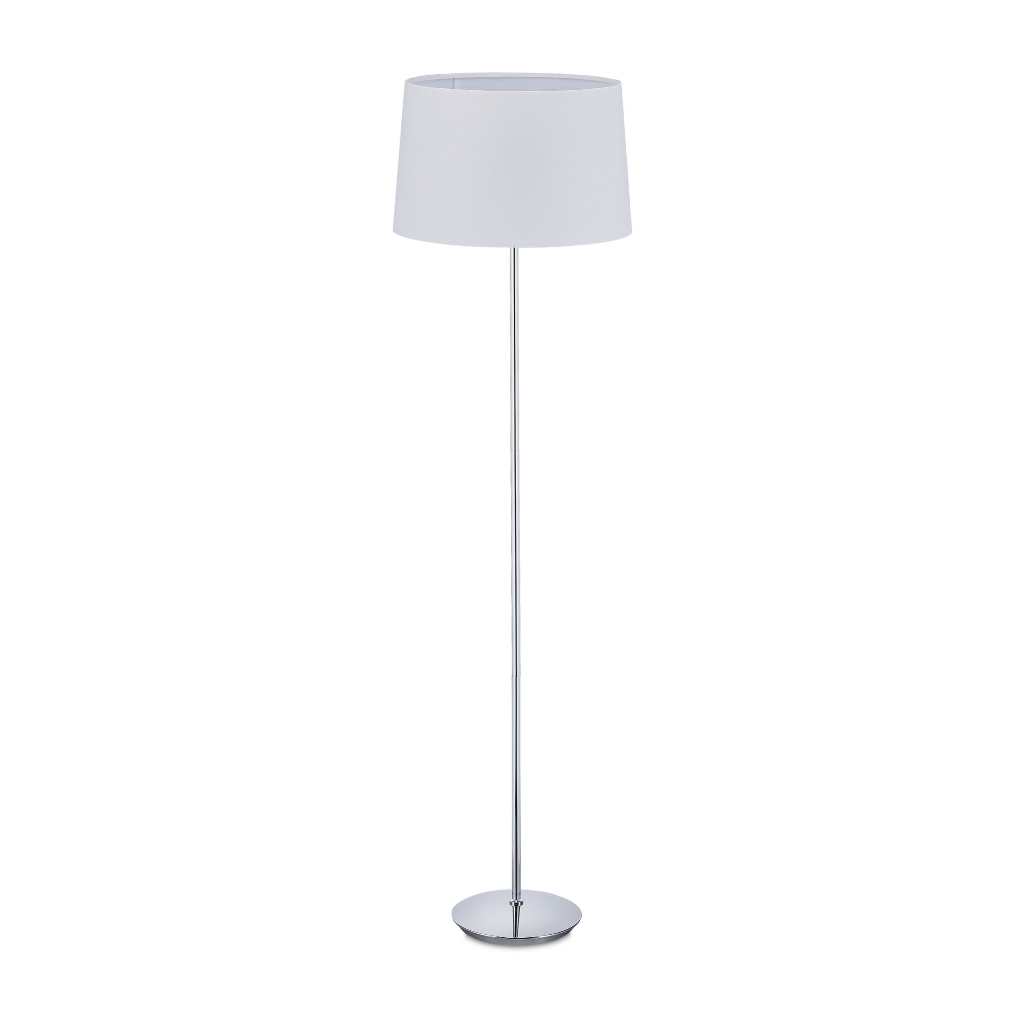 Stehlampe mit Stoffschirm Weiss-Silber