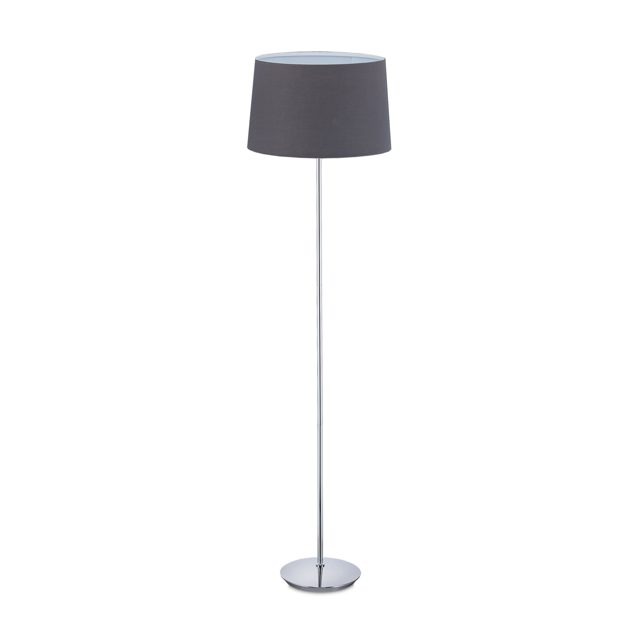 Stehlampe mit Stoffschirm Silber-Grau