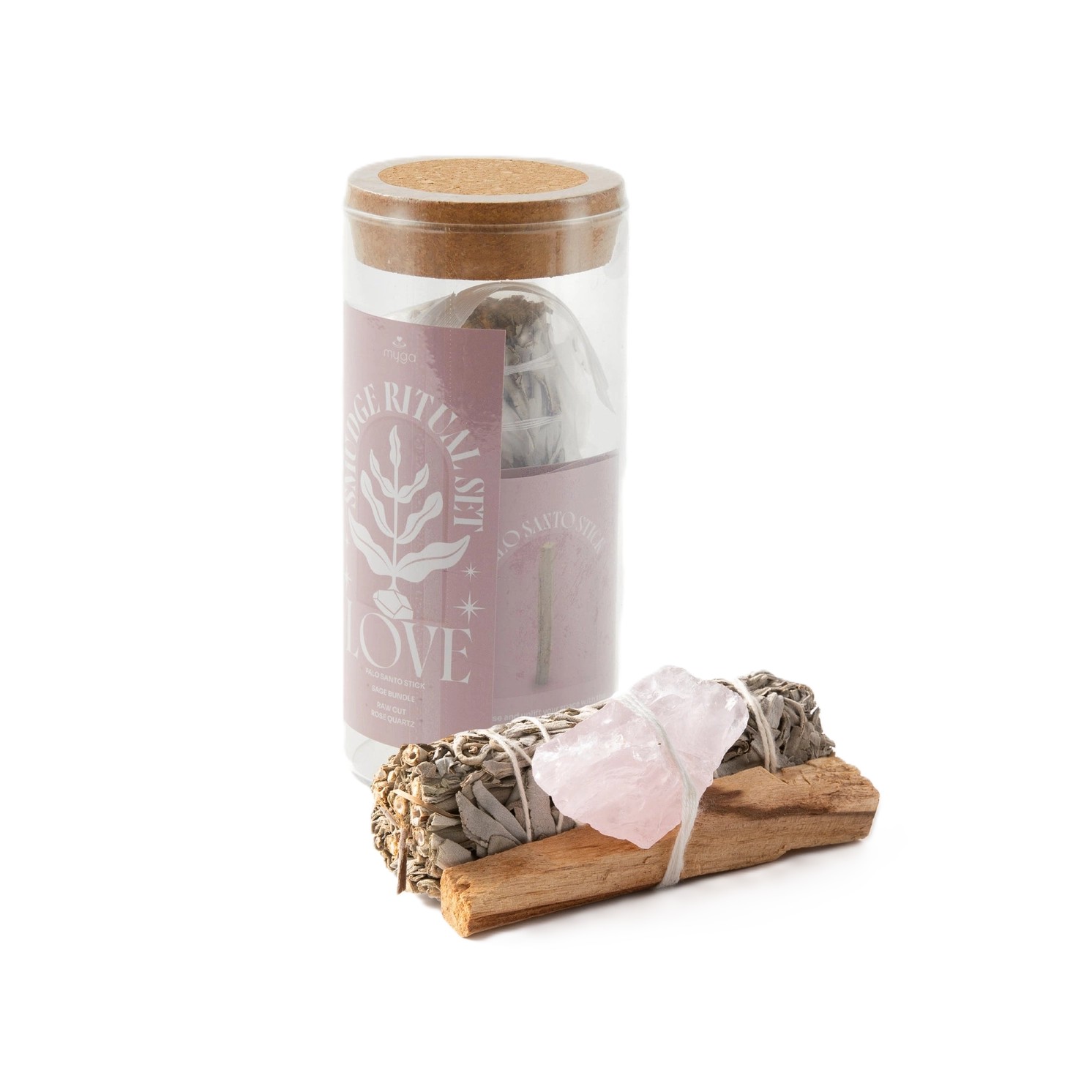 Smudge Räucher Ritual Set 3-Teilig Rosenquarz