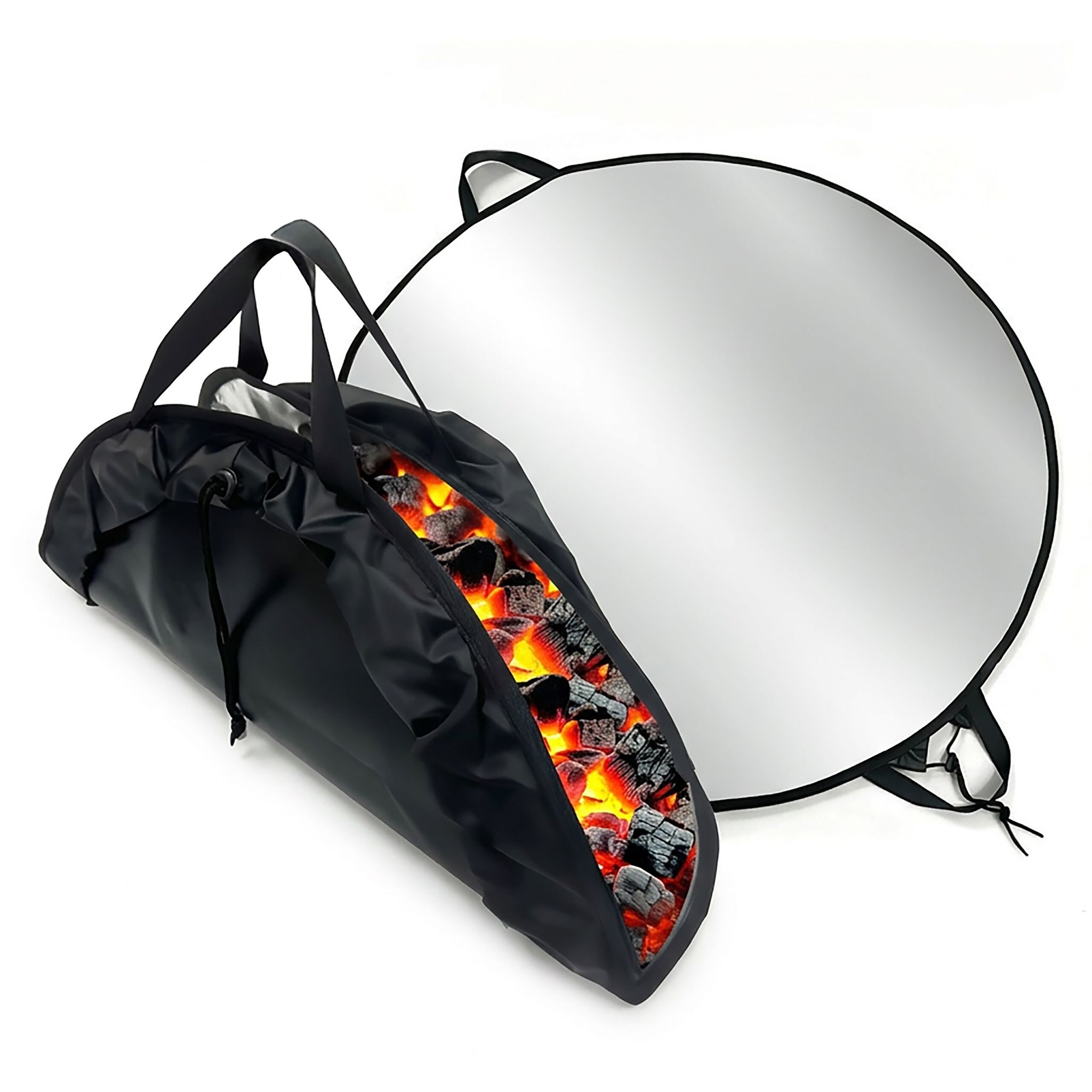 Feuerfeste Unterlage Grill & Feuerschale Schwarz-Silber