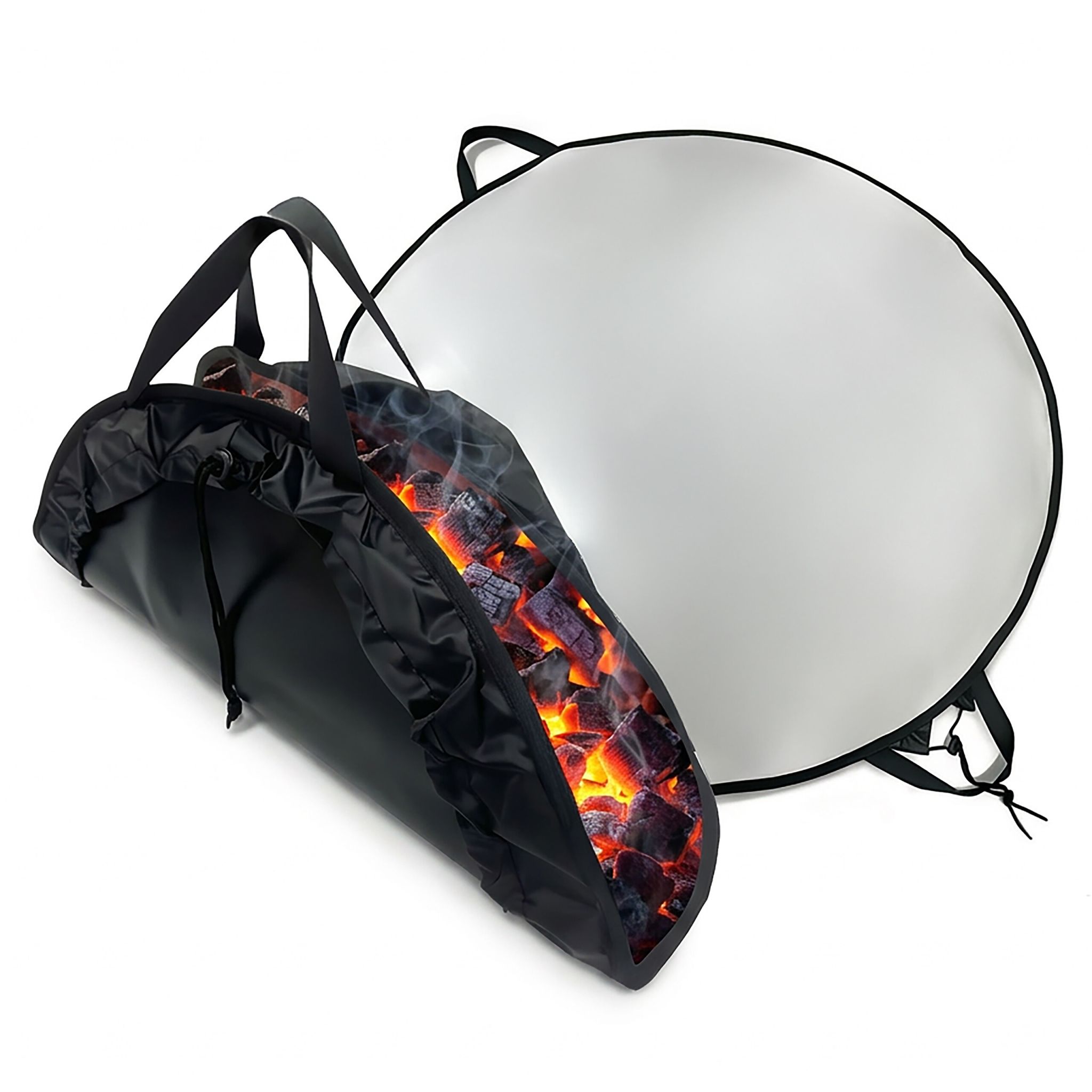 Feuerfeste Unterlage Grill & Feuerschale Schwarz-Silber