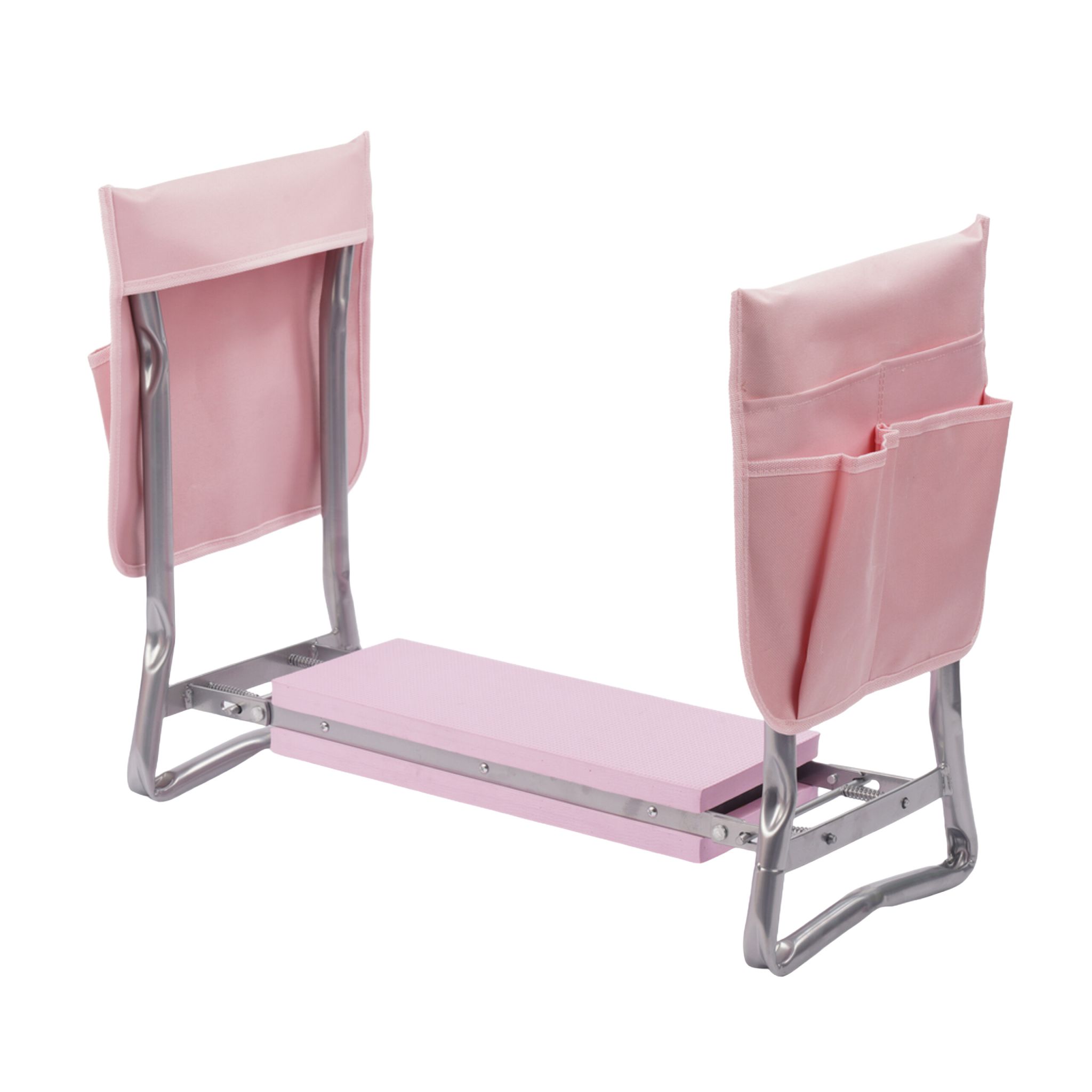 Kniebank Gartenarbeit mit Taschen Rosa-Silber
