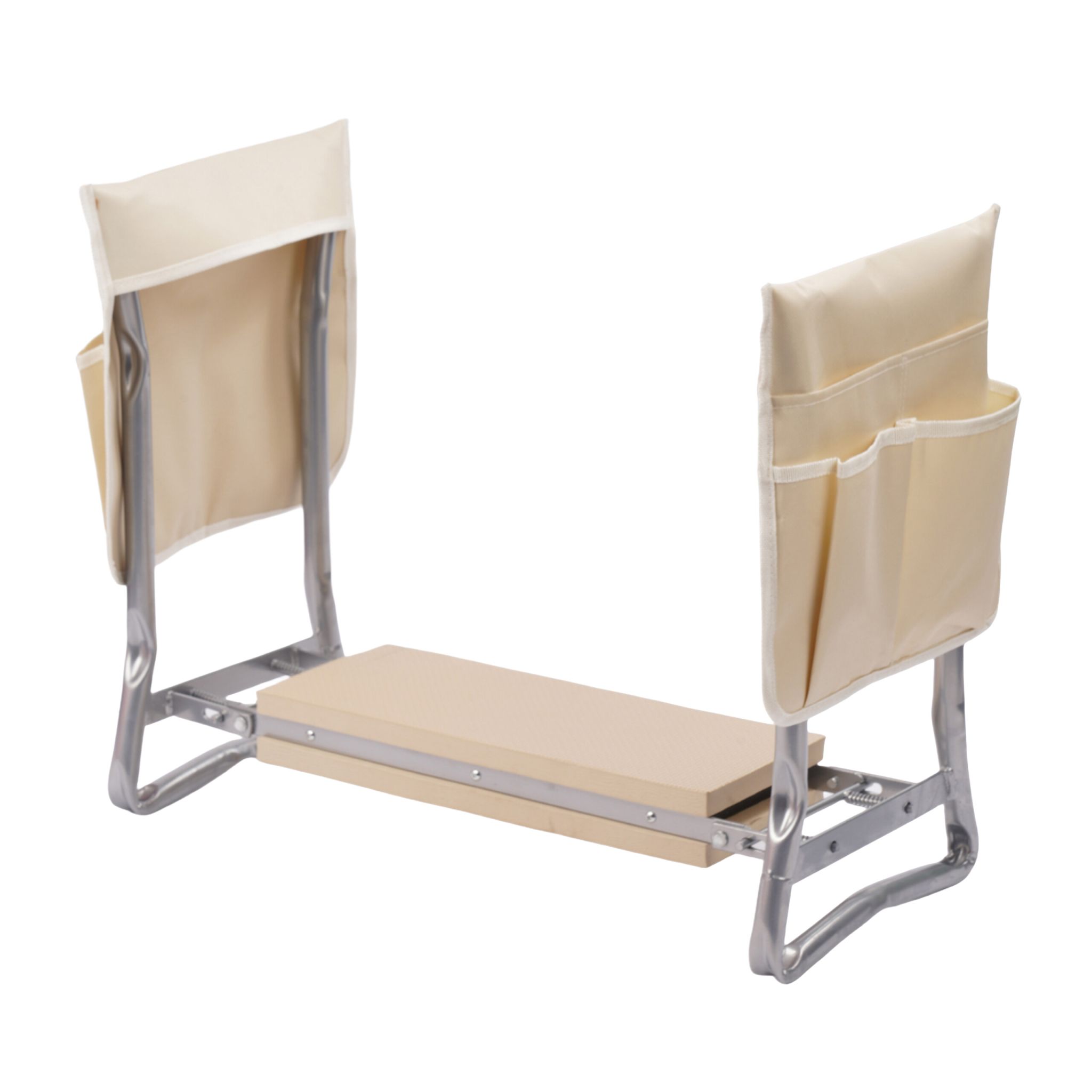 Kniebank Gartenarbeit mit Taschen Beige-Silber