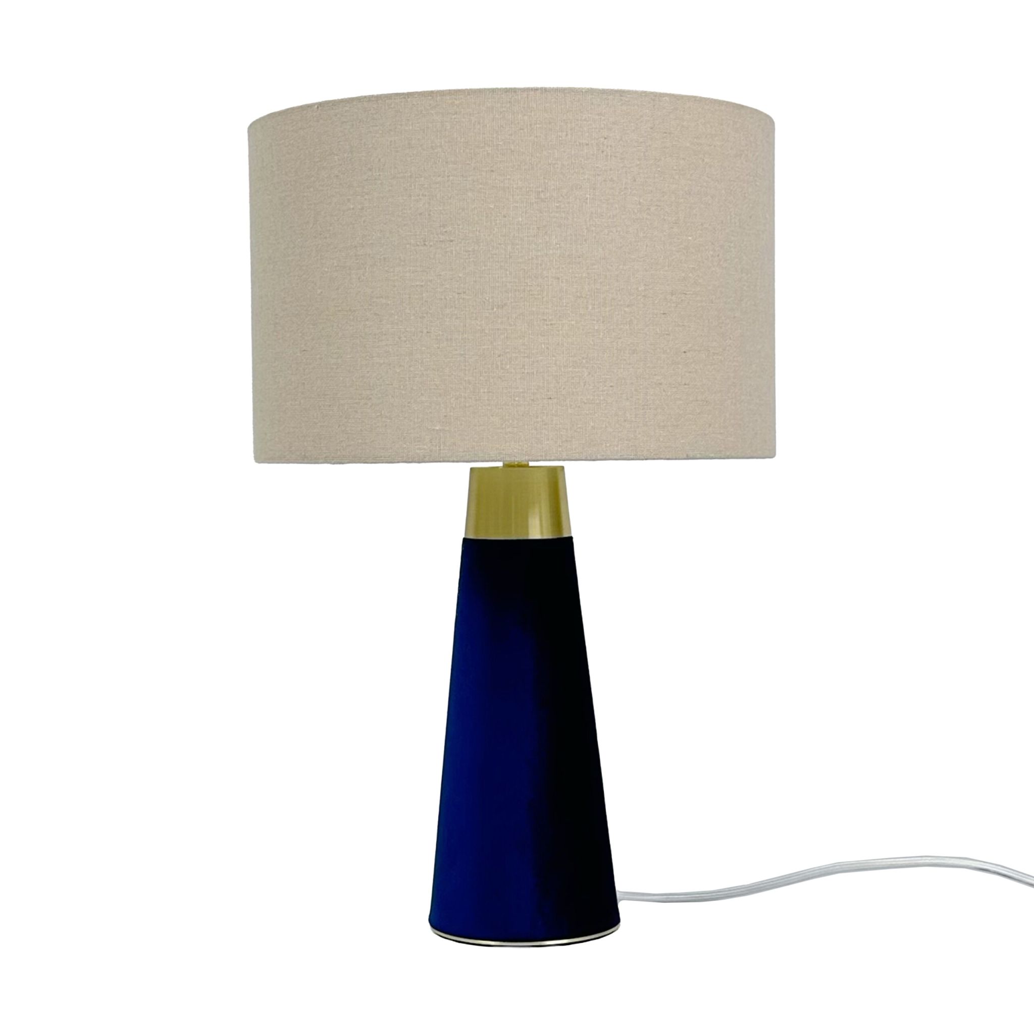 Tischlampe Samt & Leinen Beige-Blau-Gold