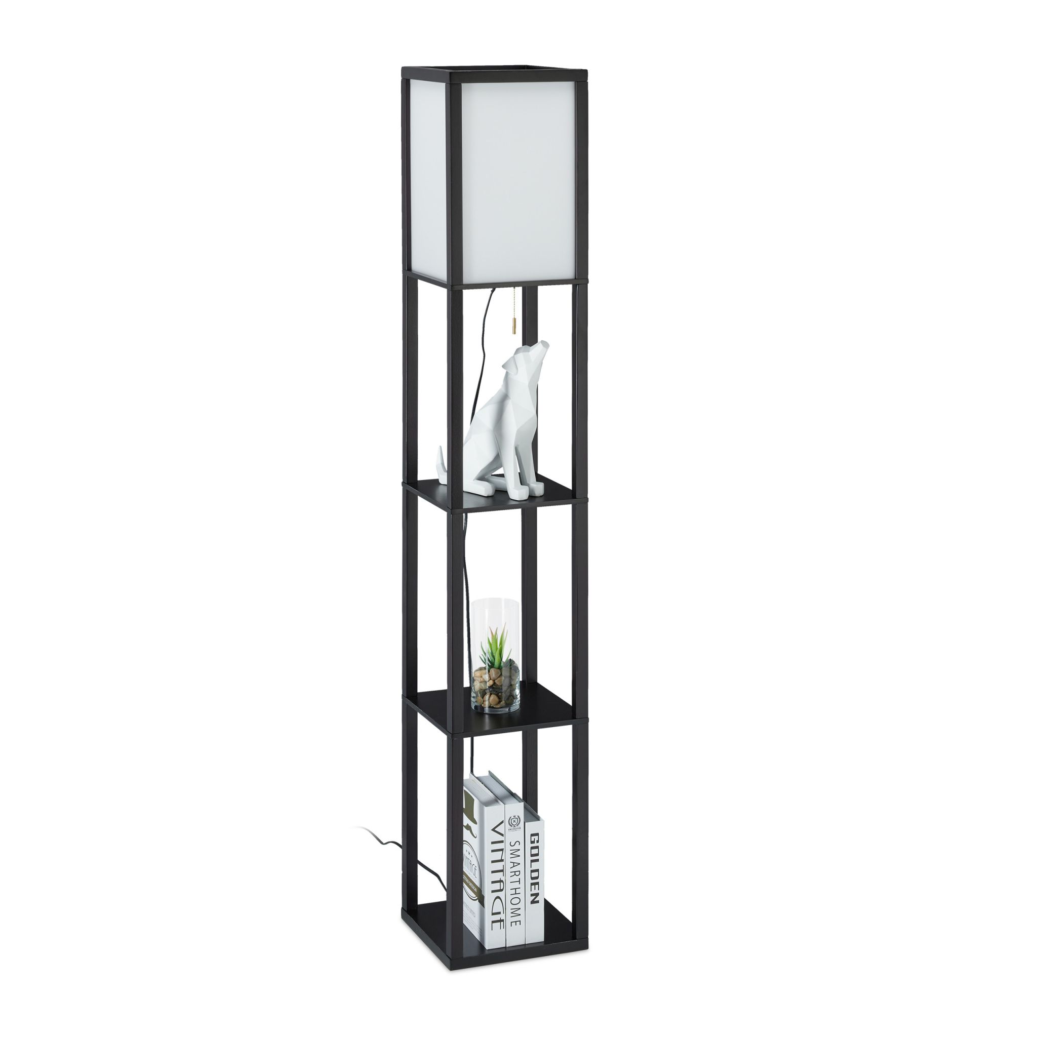 Stehlampe mit Regal Schwarz Weiss-Schwarz