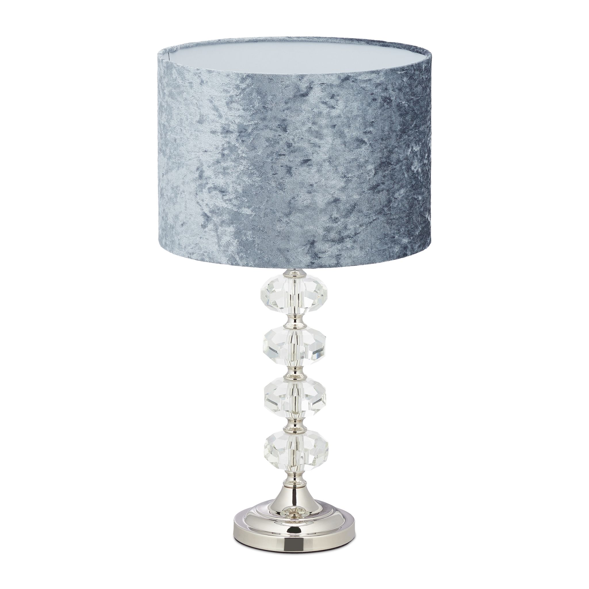 Tischleuchte mit Samtschirm Silber-Transparent-Grau